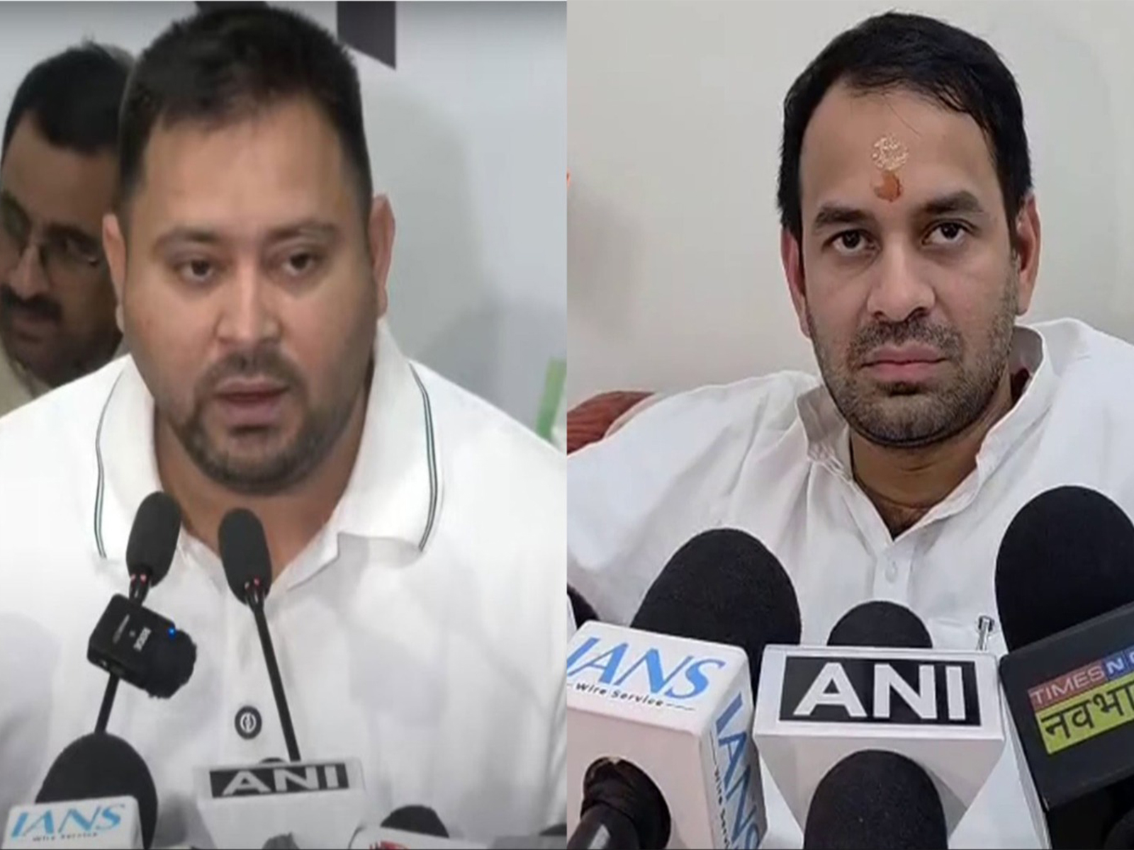 L-R RJD leader Tejashwi Yadav and Former RJD leader Tej Pratap (Photo/ANI)