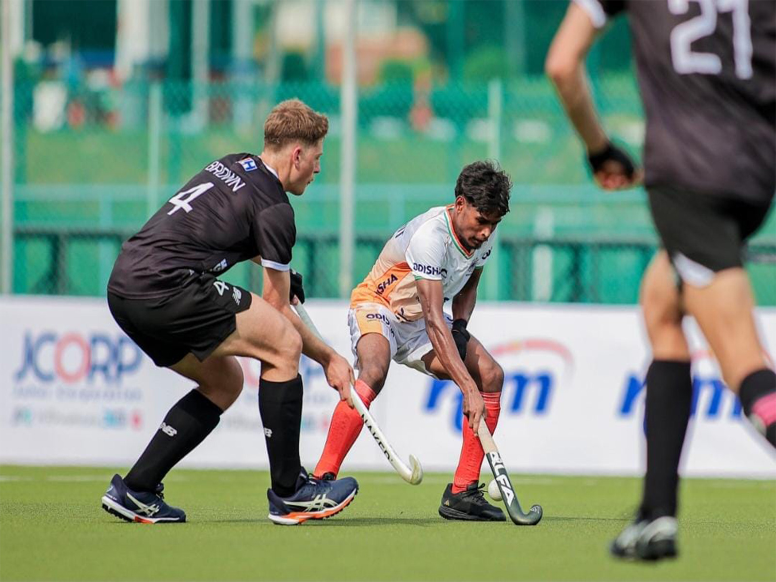 India and New Zealand in action. (Photo: Hockey India)