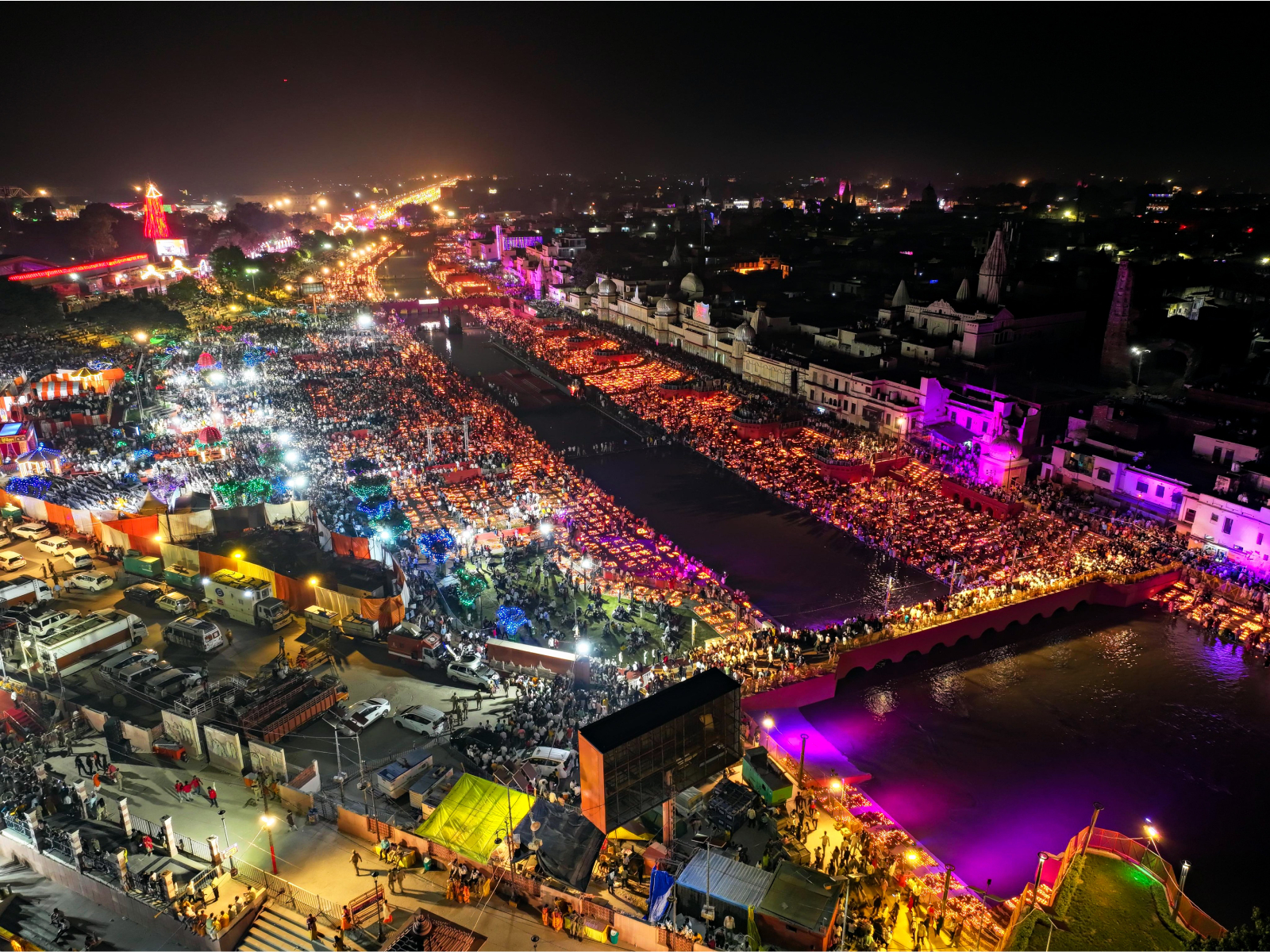 Lakhs of diyas illuminated along the banks of the Saryu River in Ayodhya as part of the grand Deepotsav last year (File Photo/ANI)