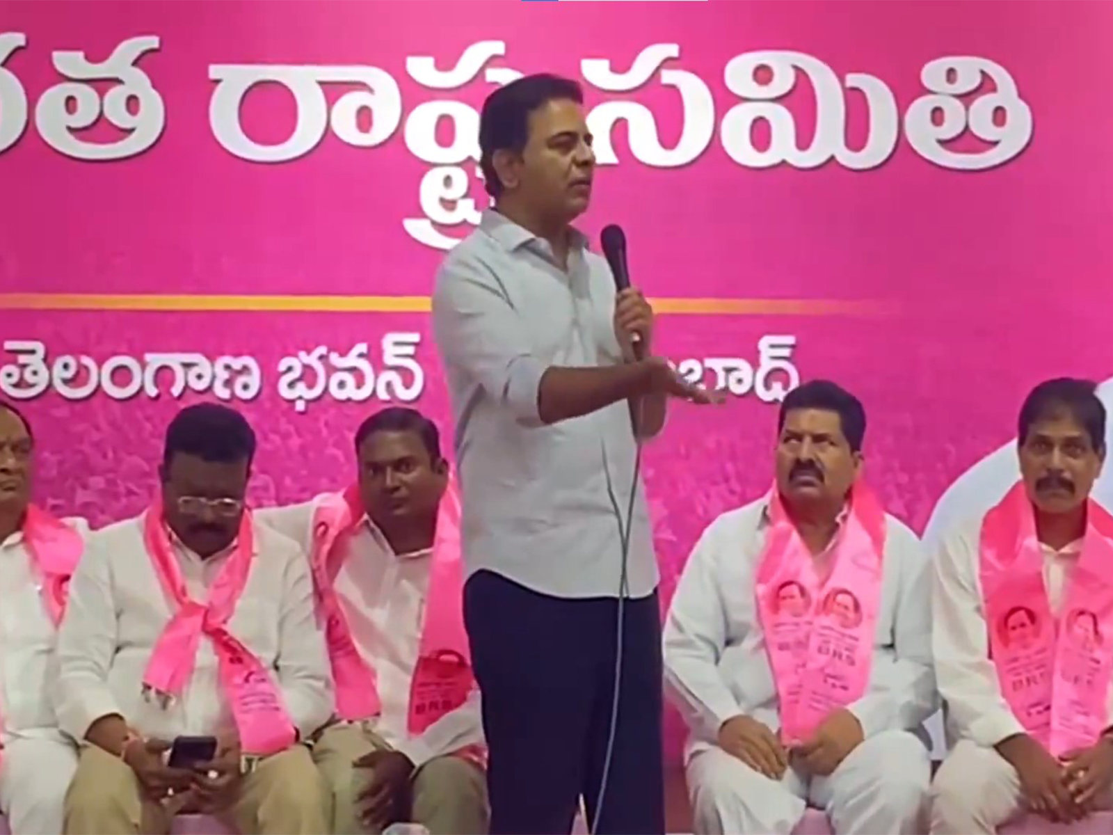 BRS Working President KT Rama Rao addresses Jubilee Hills Assembly members ahead of by-election. (Photo/ANI)