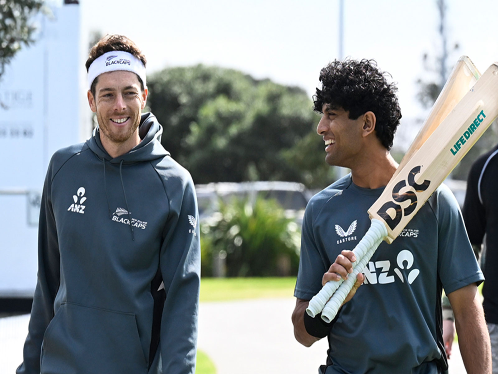 Mitchell Santner and Rachin Ravindra. (Photo: NZC) Mitchell Santner and Rachin Ravindra. (Photo: NZC)