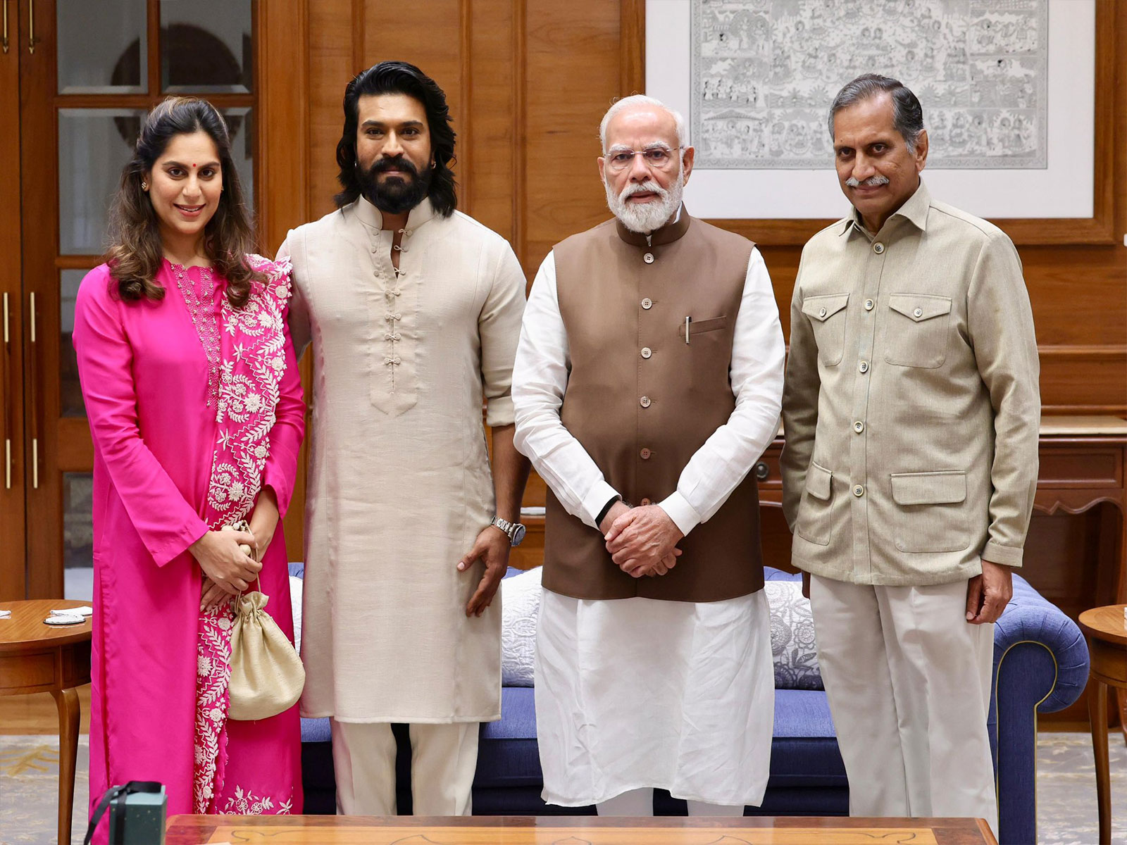 PM Modi meets Ram Charan, Upasana Konidela, Anil Kamineni (Photo/X@AlwaysRamCharan)