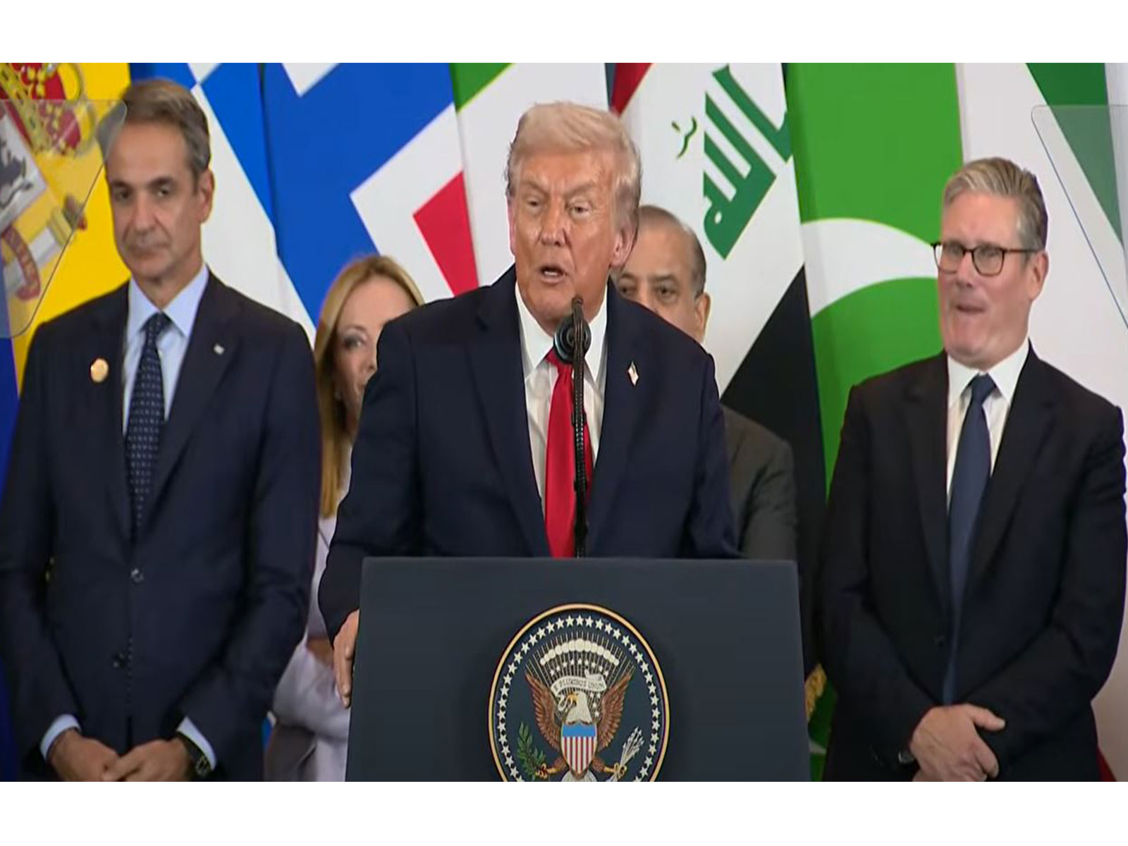 US President Donald Trump speaks at the Gaza Peace Summit in Egypt. (Image Source: The White House/YouTube)
