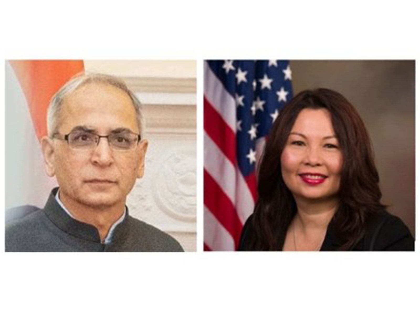 Indian Ambassador to the US Vinay Mohan Kwatra (on left) and US Senator Tammy Duckworth (Image: X/@AmbVMKwatra)