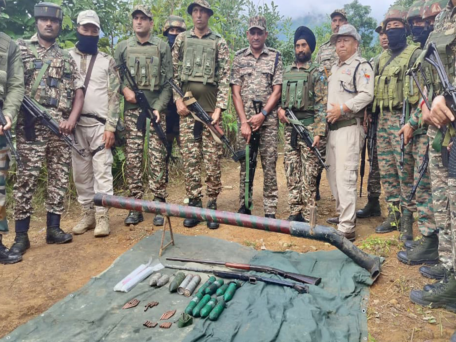 Security forces seize arms and ammunition in Churachandpur (Photo X/ ManipurPolice)
