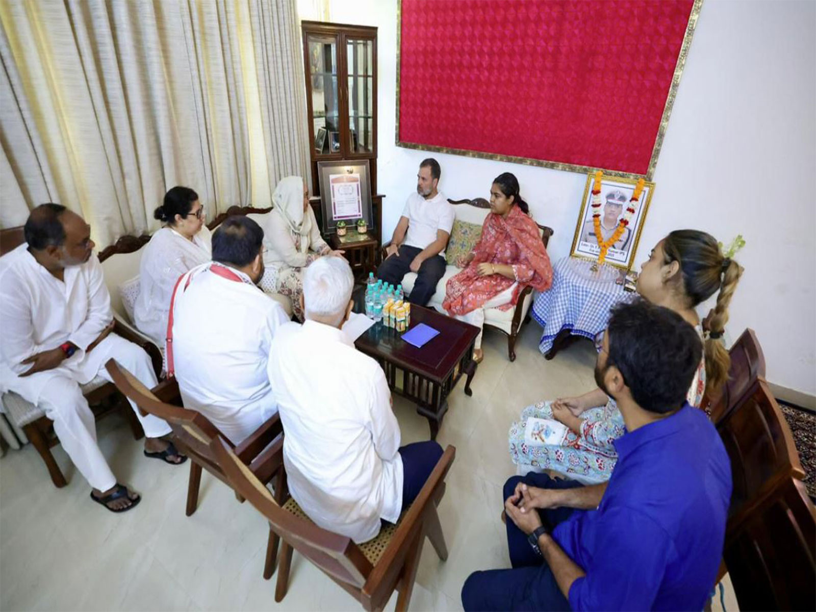 Rahul Gandhi meets family of IPS Puran Kumar in Chandigarh (Photo/ANI)