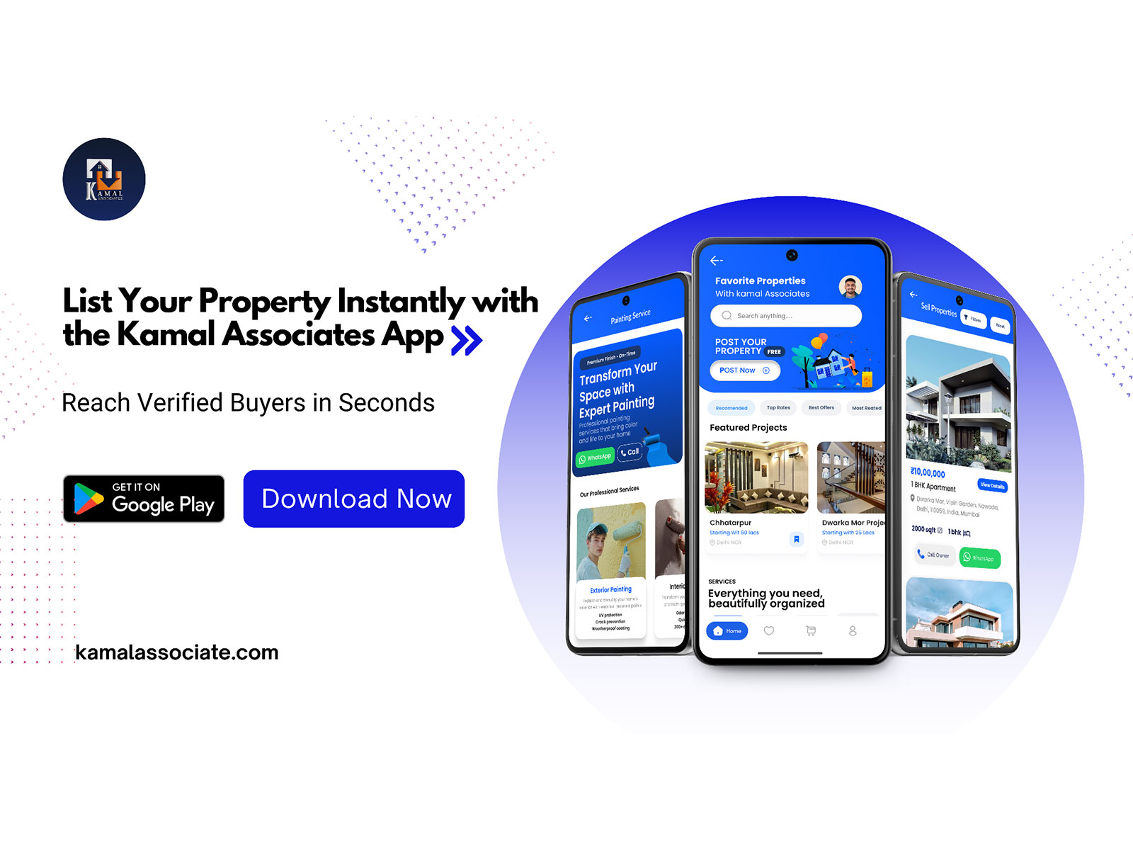 List Your Property Instantly with the Kamal Associates App – Reach Verified Buyers in Seconds