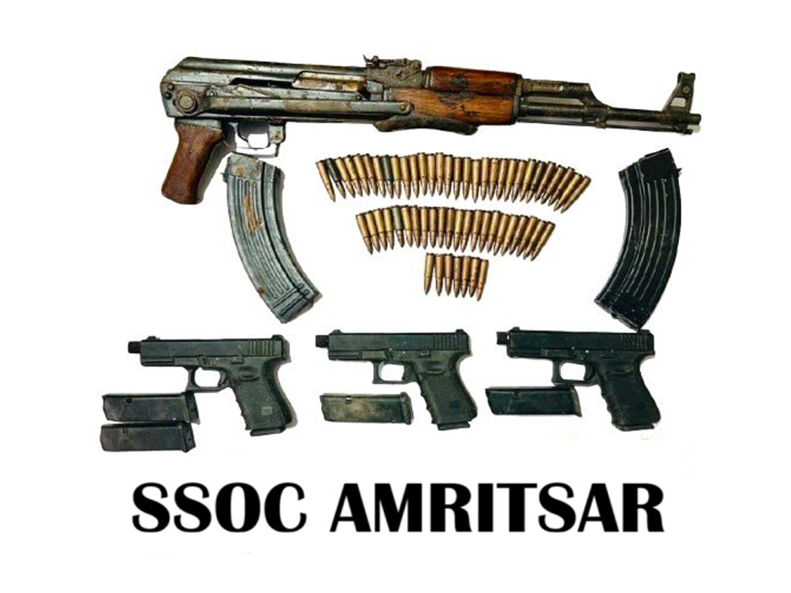 Recovered weapons by the State Special Operation Cell (SSOC) of Punjab (Photo/ ANI)