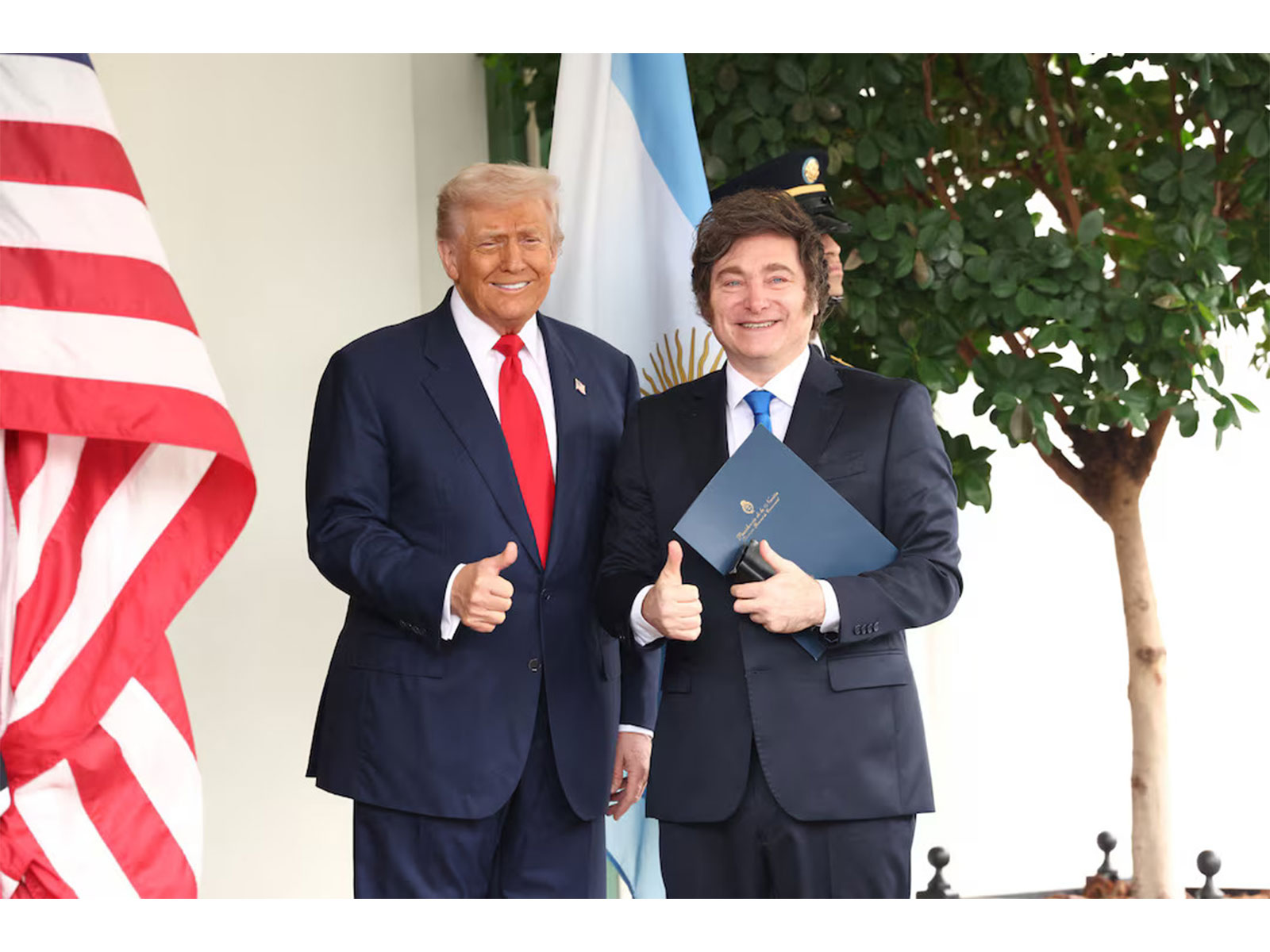 US President Donald Trump welcomes Argentinian President Javier Milei at the White House in Washington.(Photo/Reuters)