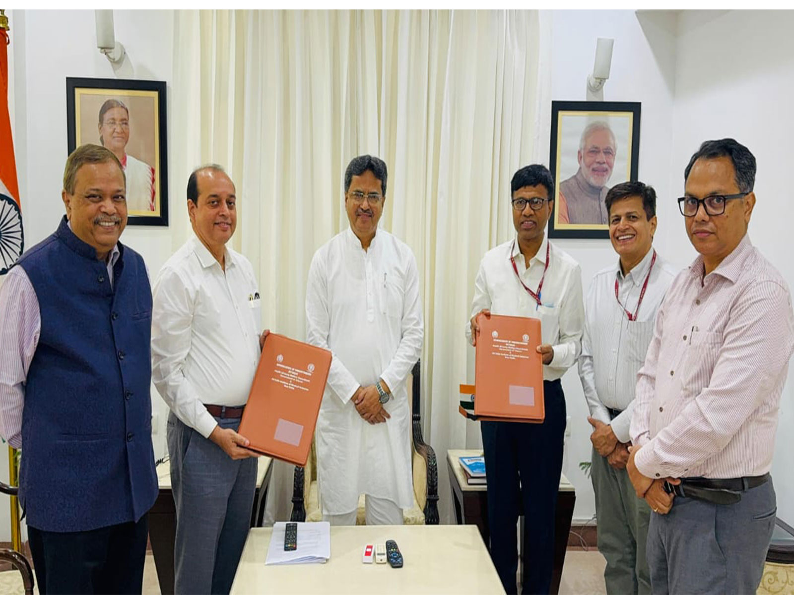 Tripura CM Manik Saha during signing of MoU with AIIMS, New Delhi. (Photo/ANI)