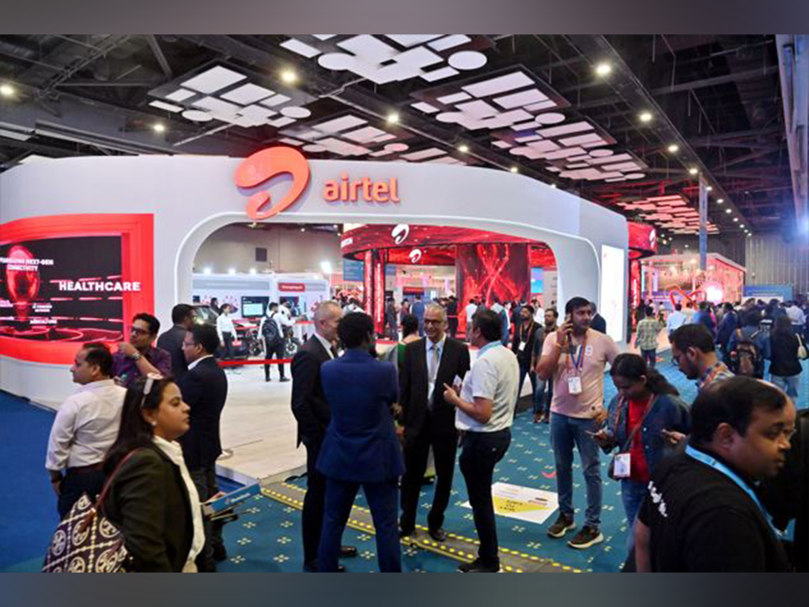 Visitors at the Airtel pavilion during Indian Mobile Congress (Photo/ANI)