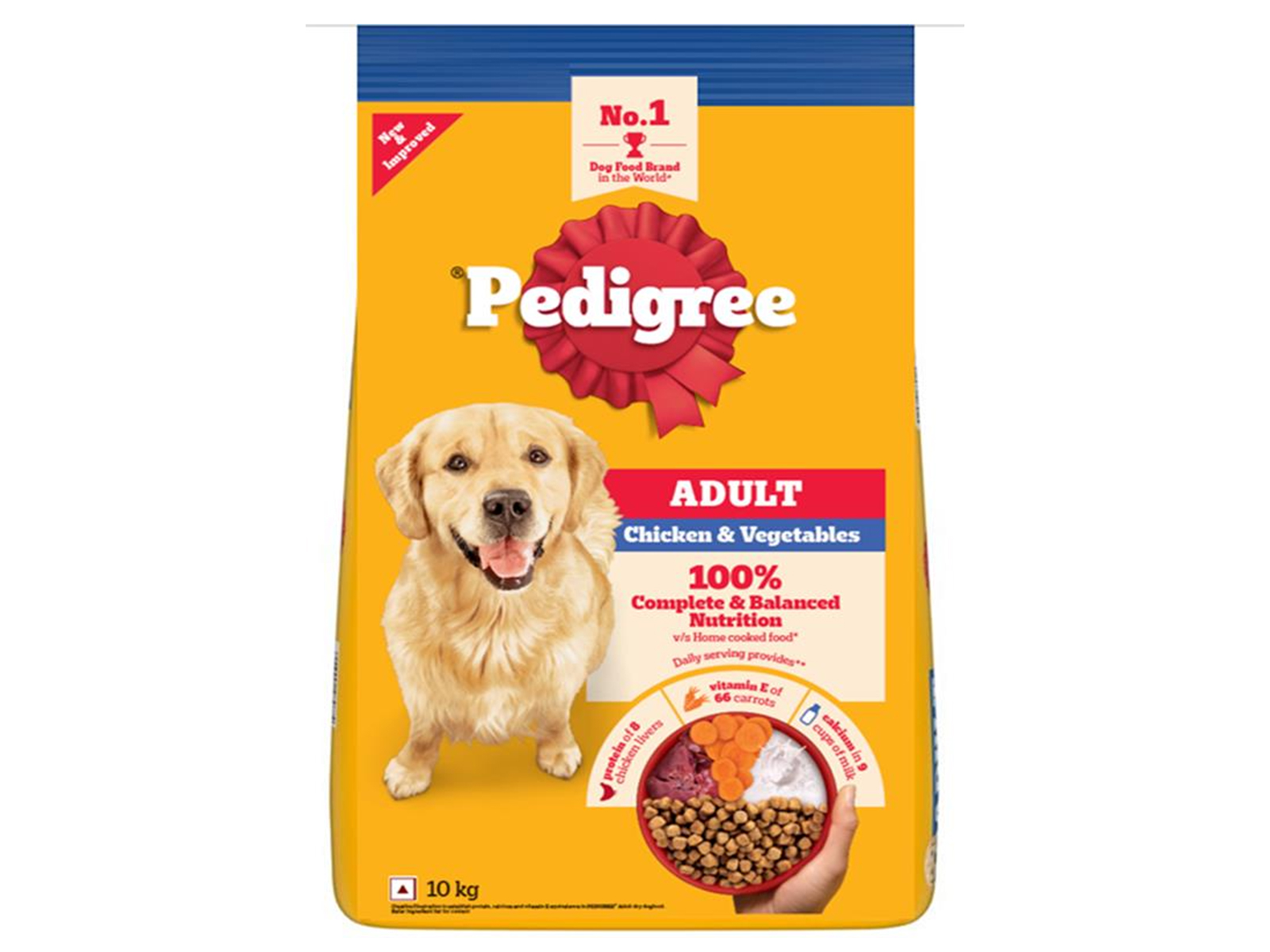 New & Improved Pedigree with a new multi-grain mix and gut-friendly ingredients