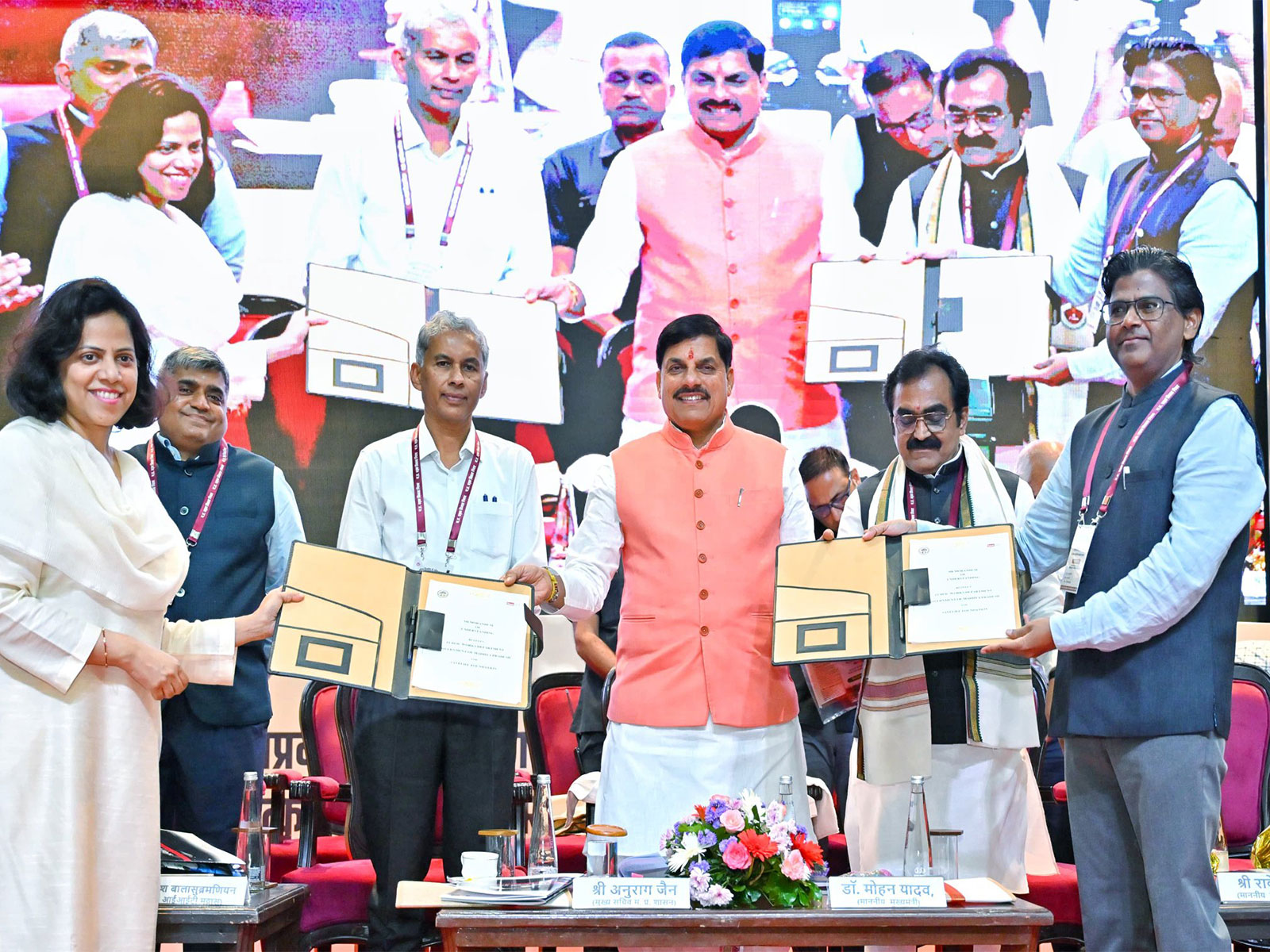 MoU being exchanged in presence of CM Mohan Yadav (Photo/ X @DrMohanYadav51)