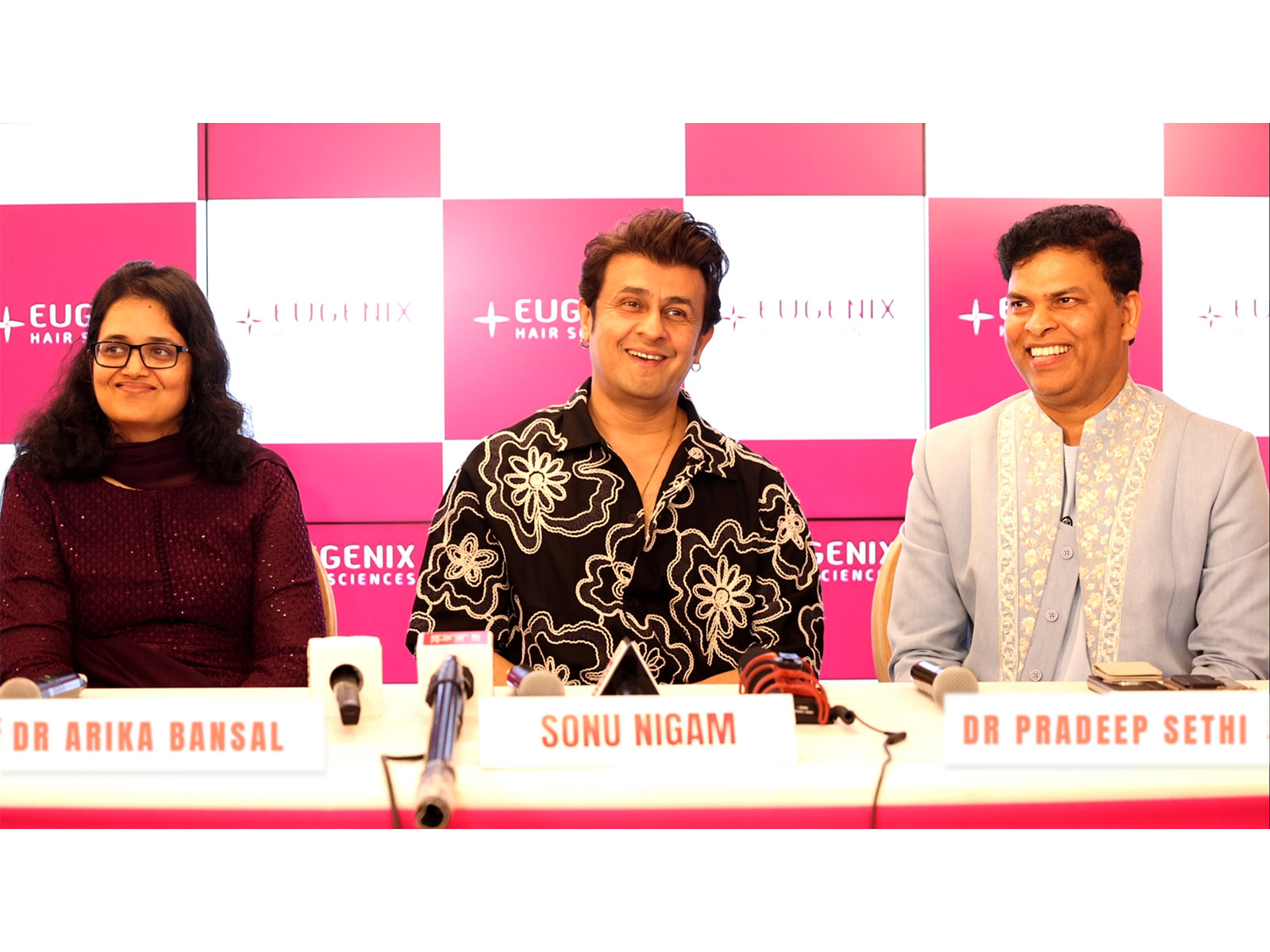 Eugenix Hair Sciences Founders addressing the media with Sonu Nigam