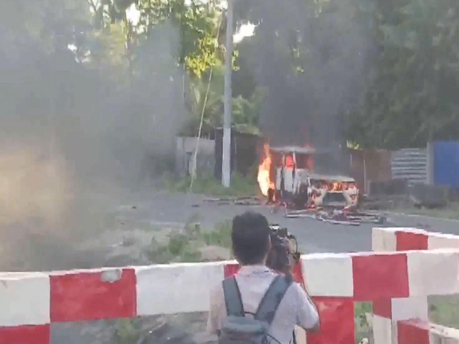 Visuals from the violent protest in Baksa (Photo: ANI)