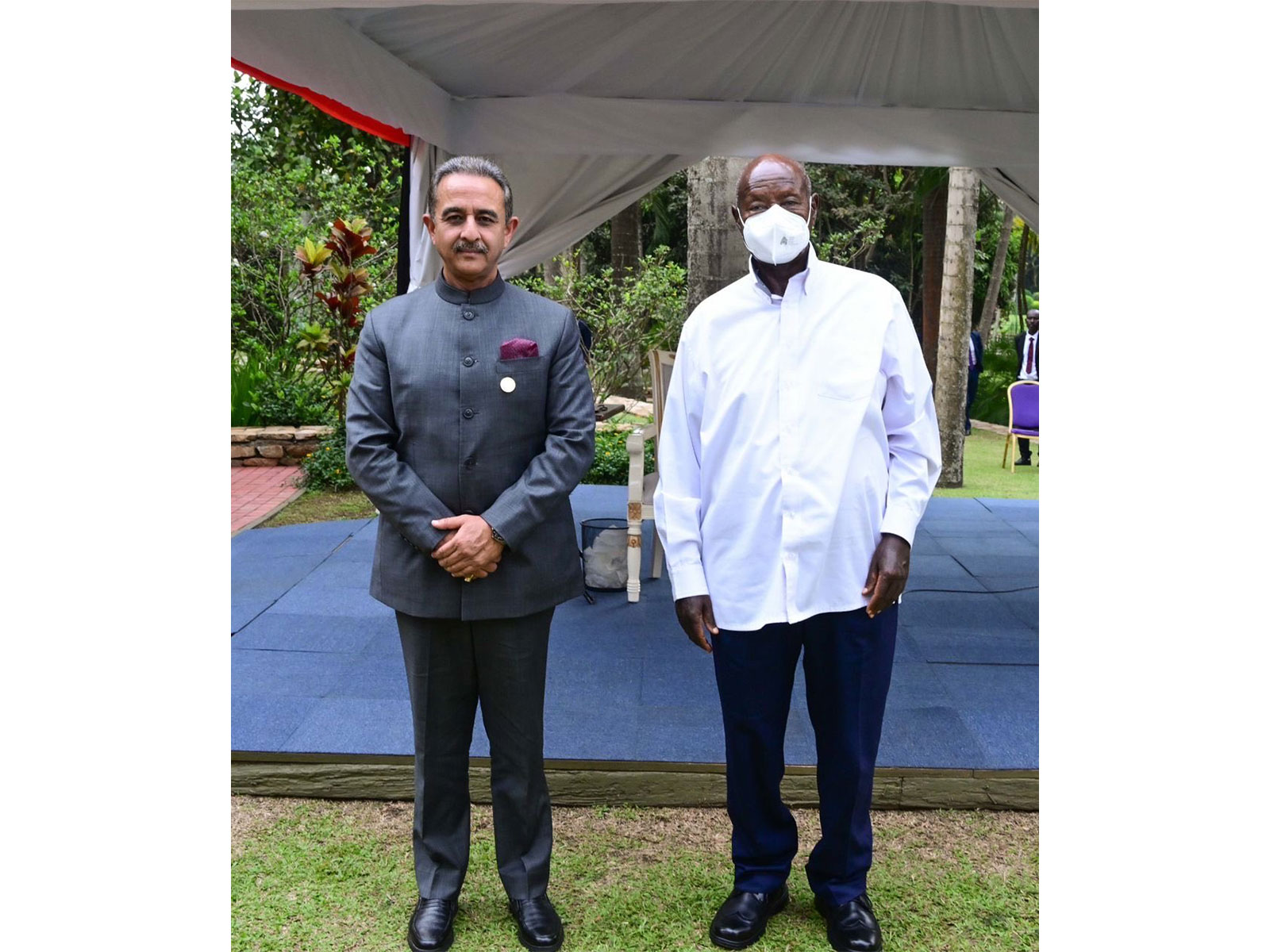 Kirti Vardhan Singh meets Uganda President  Yoweri Kaguta Museveni (Photo/X@KVSinghMPGonda)
