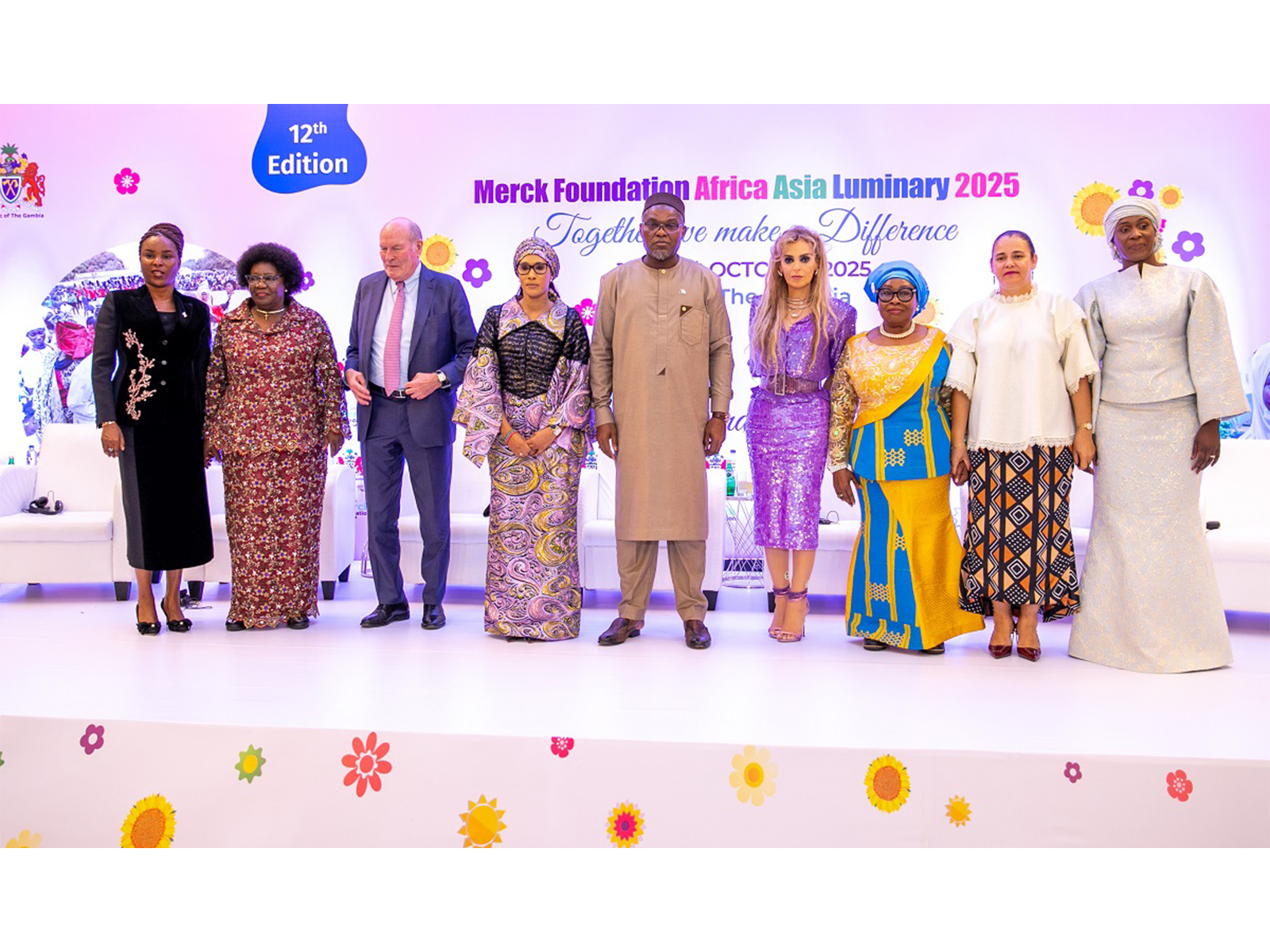 Merck Foundation Chairman and CEO with The Gambia Vice President and First Lady, and First Ladies of Burundi, CAR, Liberia, Sao Tome, Senegal at Merck Foundation Africa Asia Luminary 2025