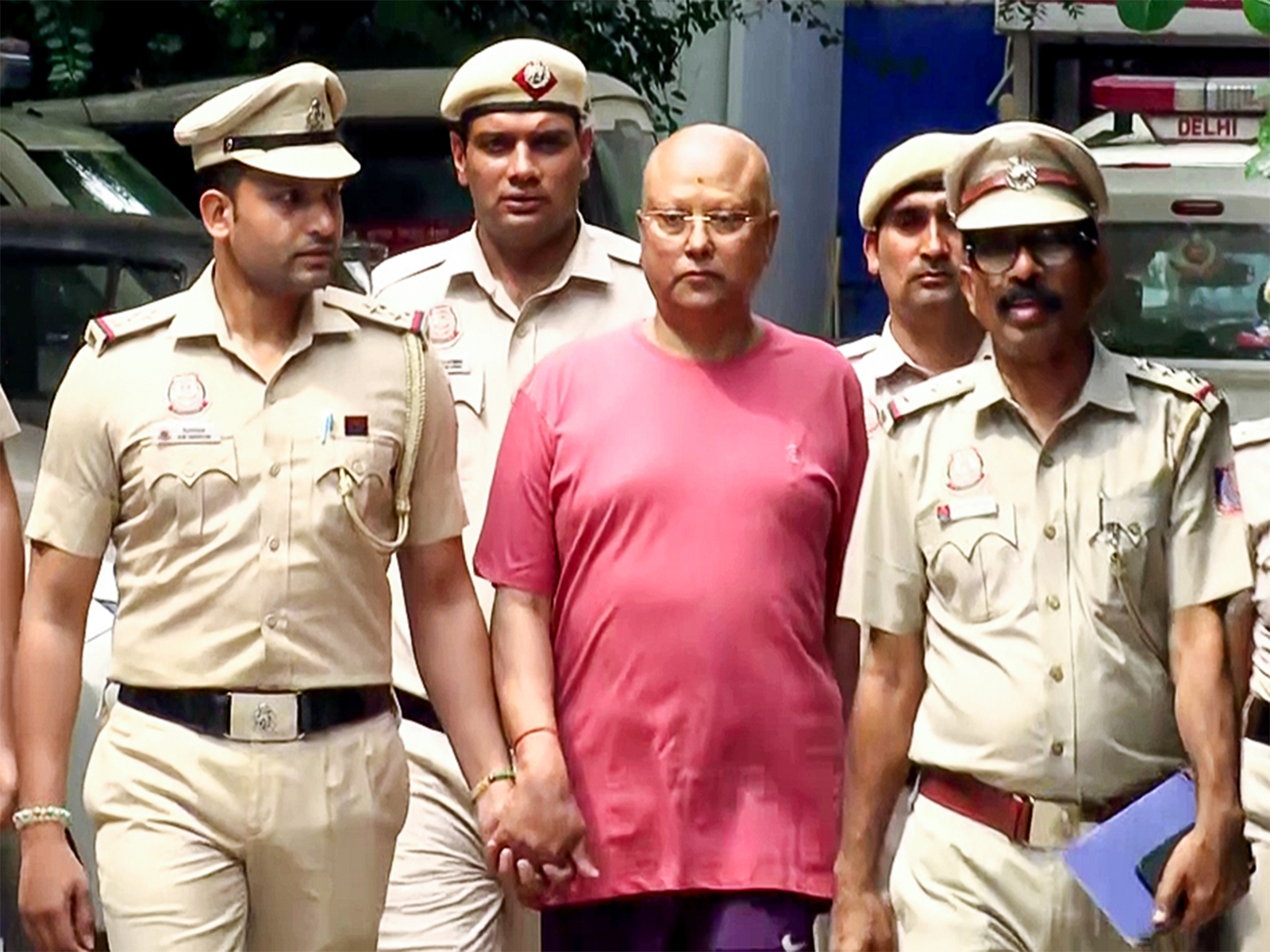 Chaitanyananda Saraswati in Delhi Police custody (File Photo/ANI) Chaitanyananda Saraswati in Delhi Police custody (File Photo/ANI)