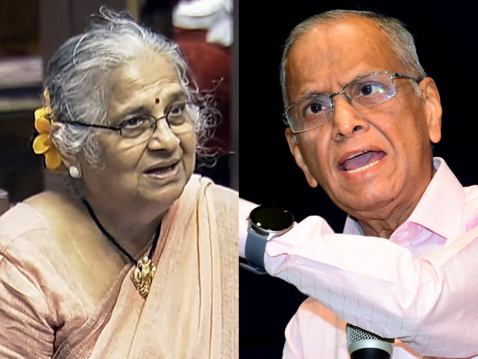 Rajya Sabha MP Sudha Murty and her husband and Infosys founder Narayana Murthy (Photo/ANI) Rajya Sabha MP Sudha Murty and her husband and Infosys founder Narayana Murthy (Photo/ANI)