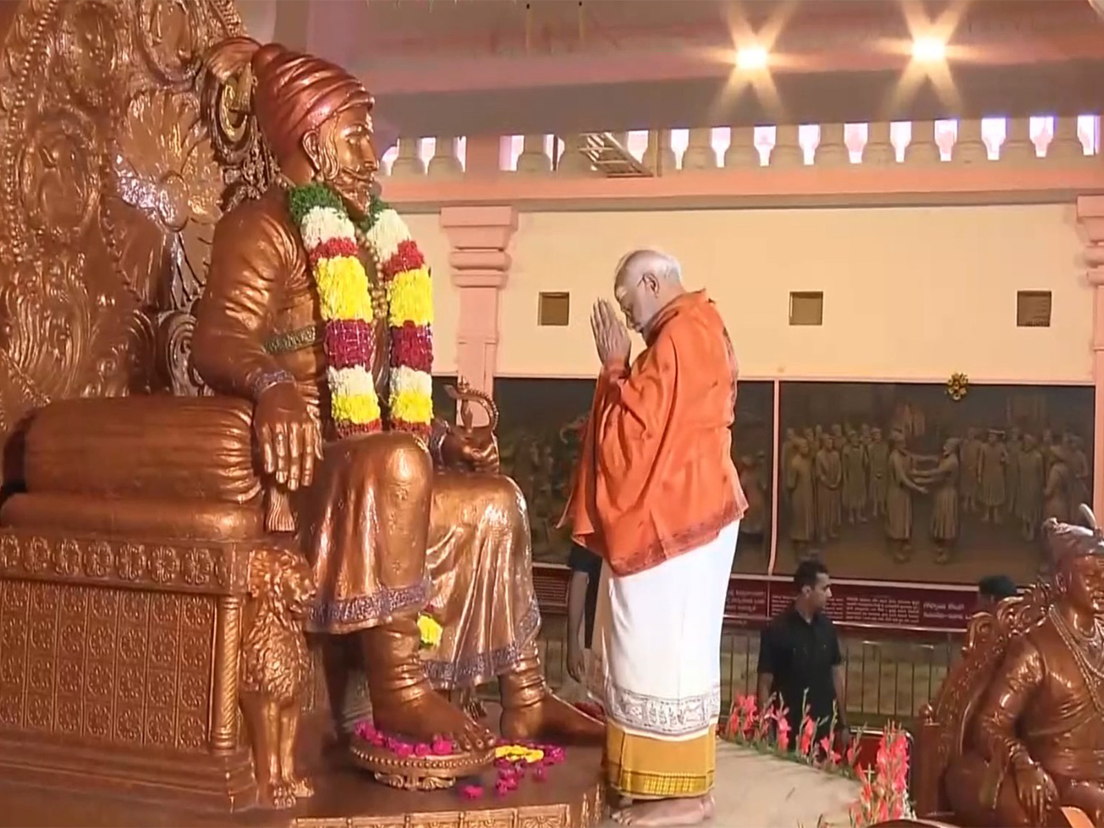 PM Modi offers prayers at Sree Shivaji Spoorthi Kendra in Srisailam (Photo/ANI)