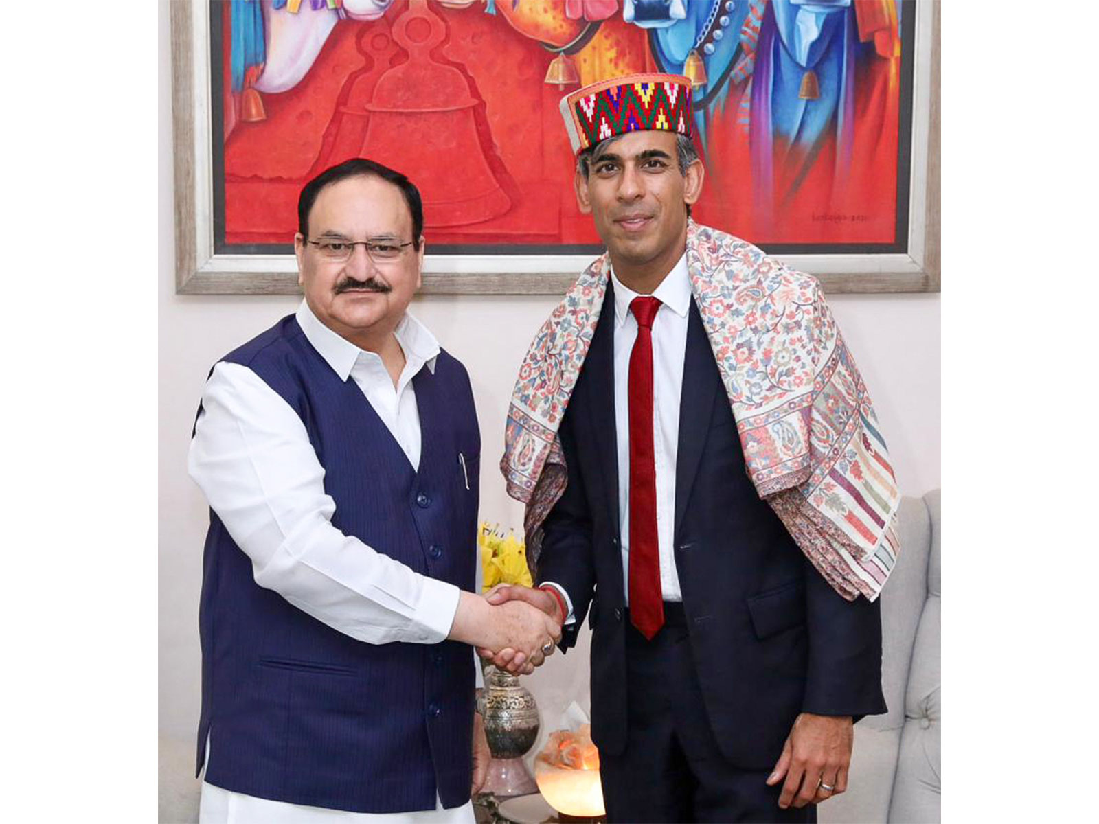 Union Minister JP Nadda with former UK PM Rishi Sunak (Photo/ANI)