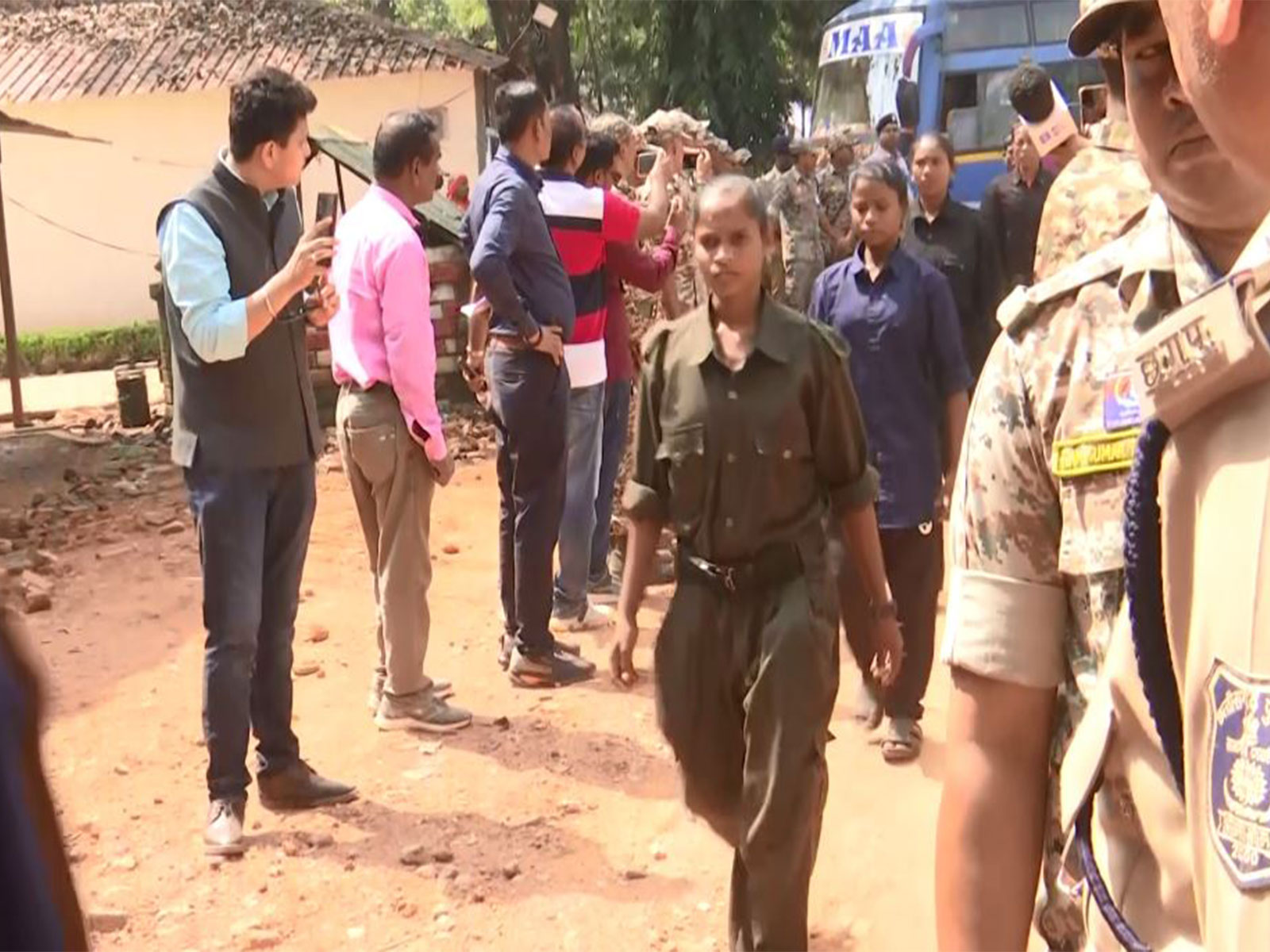 208 Naxalites brought to police lines to surrender (Photo/ANI)