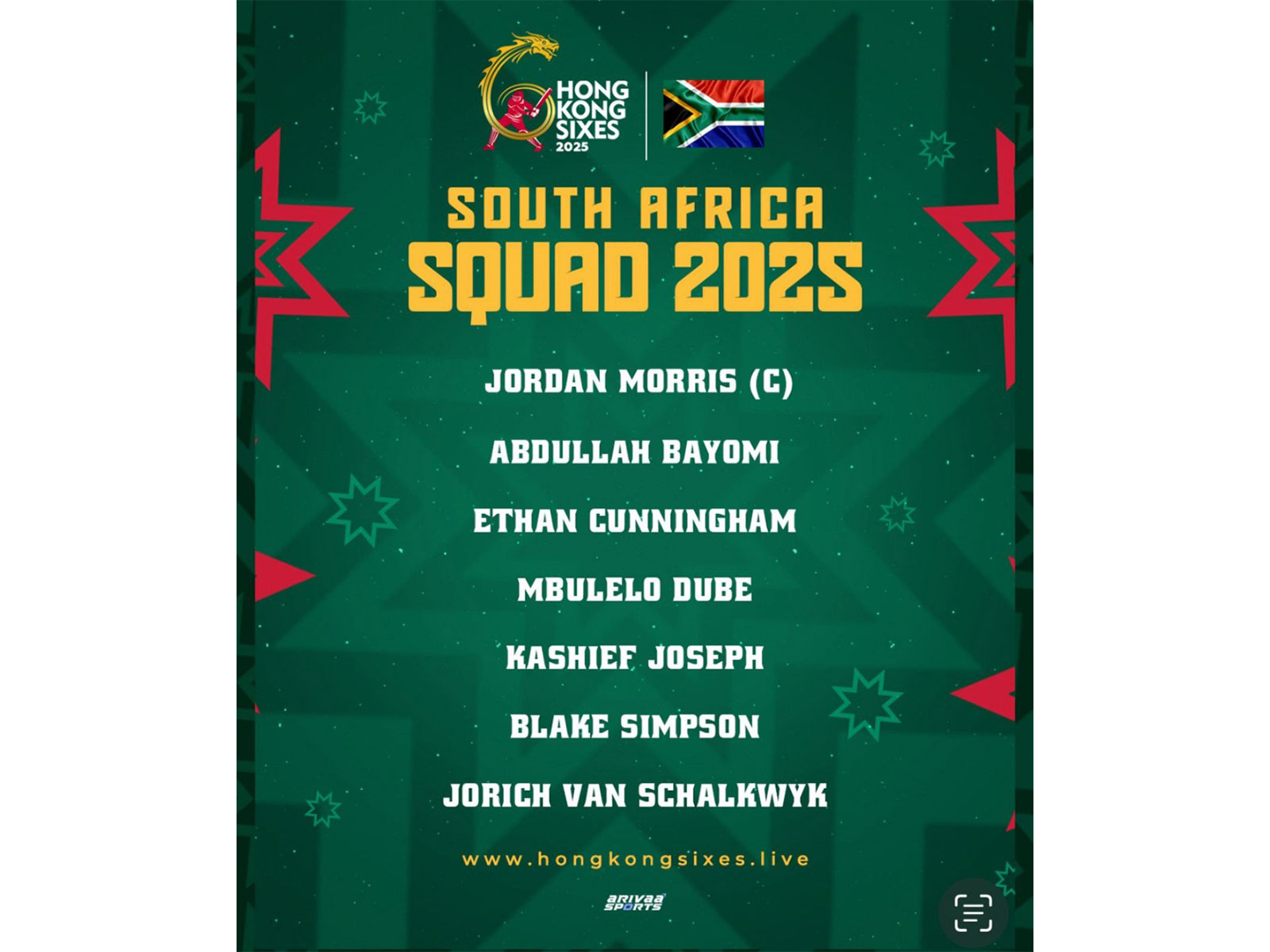South Africa squad (Photo: Hong Kong Sixes)