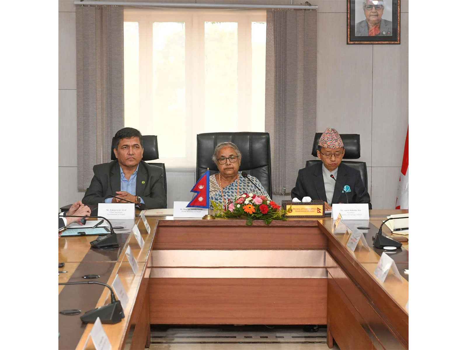 Interim Prime Minister of Nepal, Sushila Karki in middle (Photo/Nepal PMO)