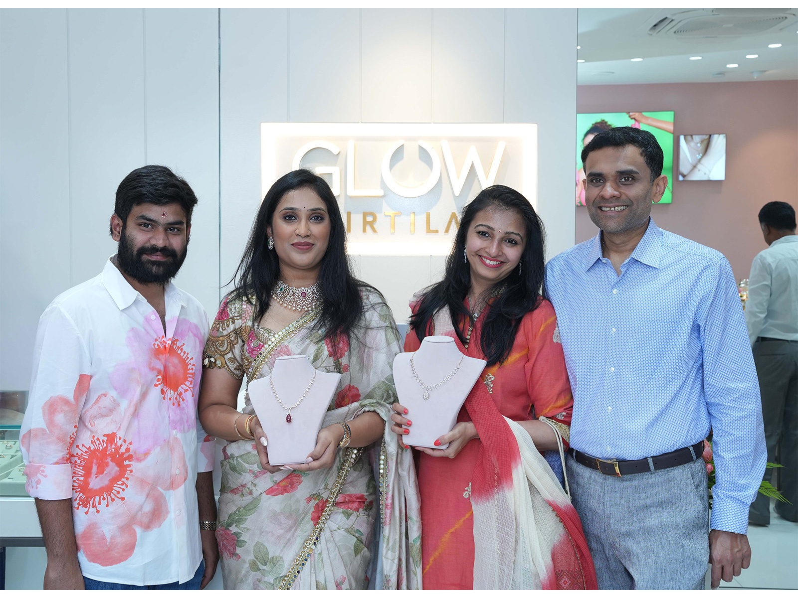 Suraj Shantakumar, Director - Kirtilals and Ms. Saileela - Franchisee Partner at Glow by Kirtilals, MG Road, Vijayawada showroom