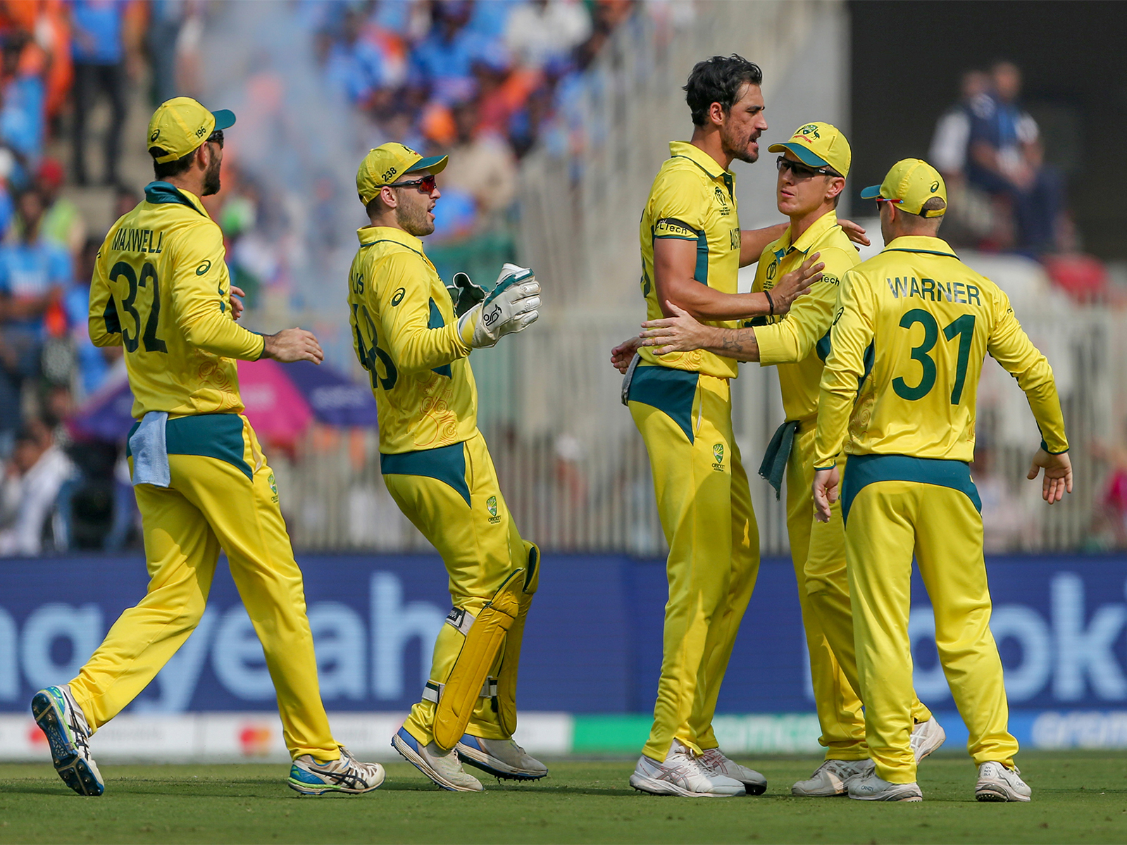 Mitchell Starc (centre) is on verge of 250 ODI wickets. (Photo: ANI)