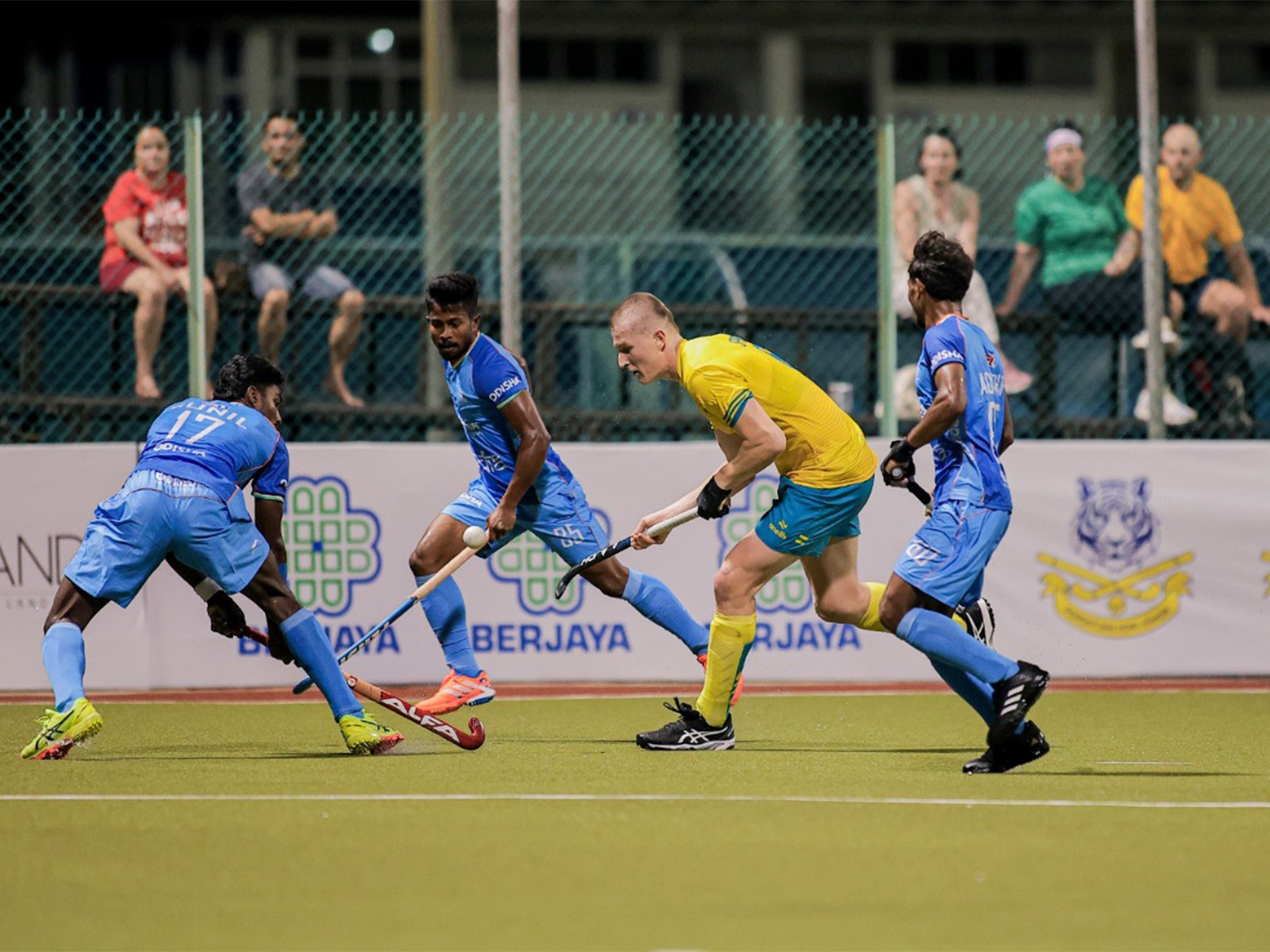 India and Australia hockey players in action (Photo: Hockey India)