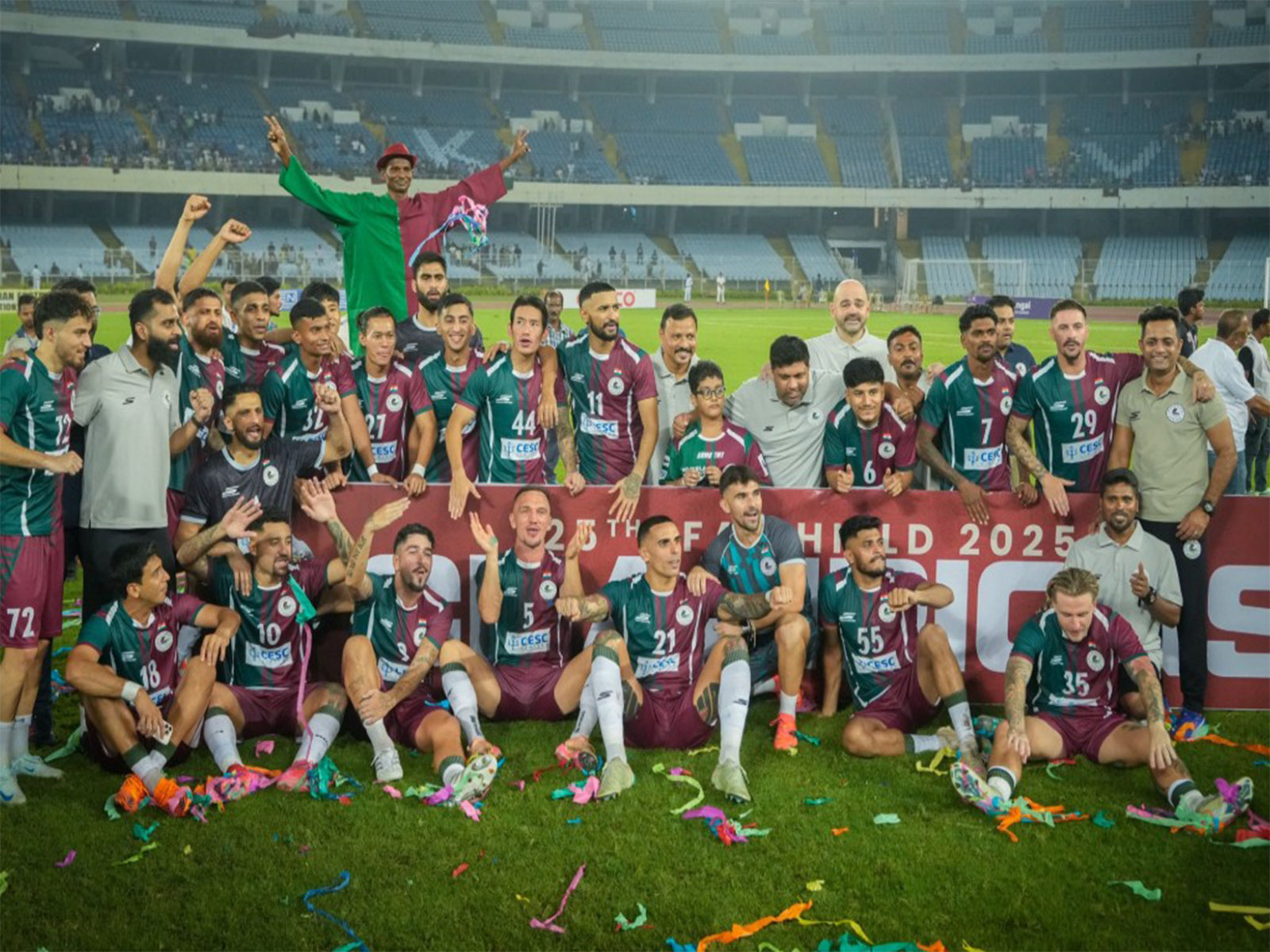 Mohun Bagan Super Giant players celebrating win (Photo: @mohunbagansg/X) Mohun Bagan Super Giant players celebrating win (Photo: @mohunbagansg/X)
