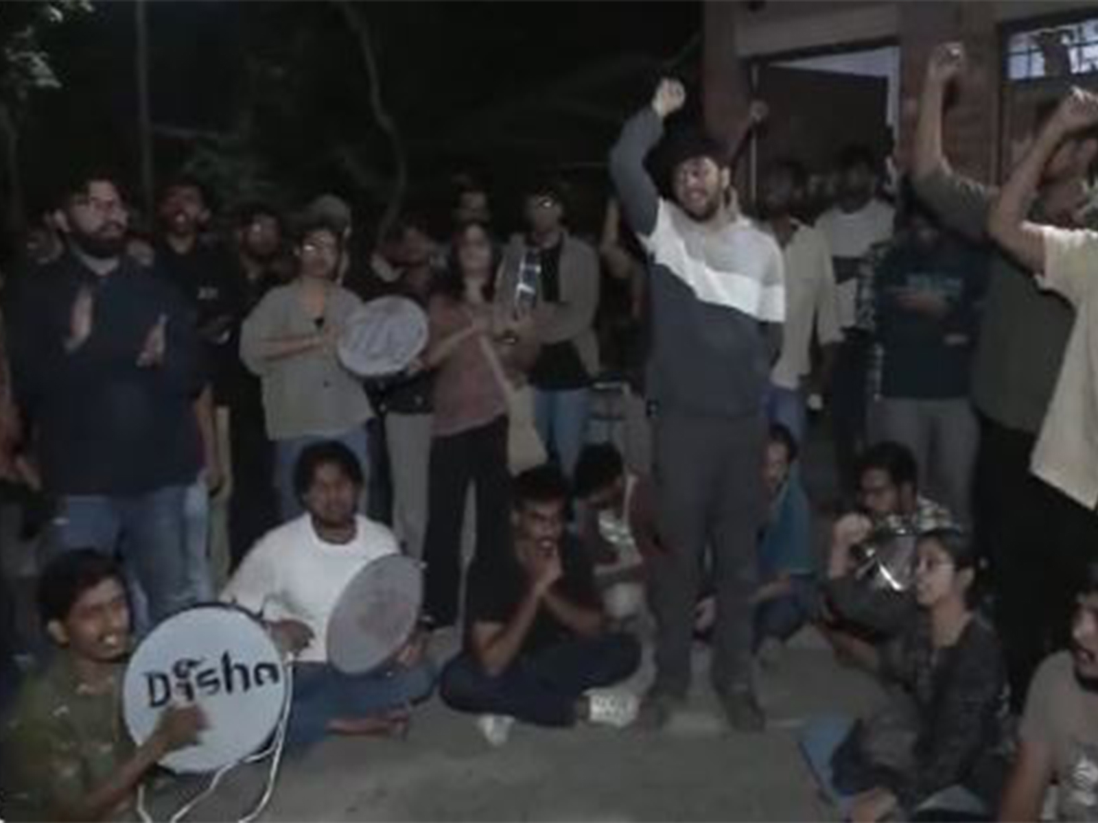 JNU students protest outside campus (Photo/ANI)
