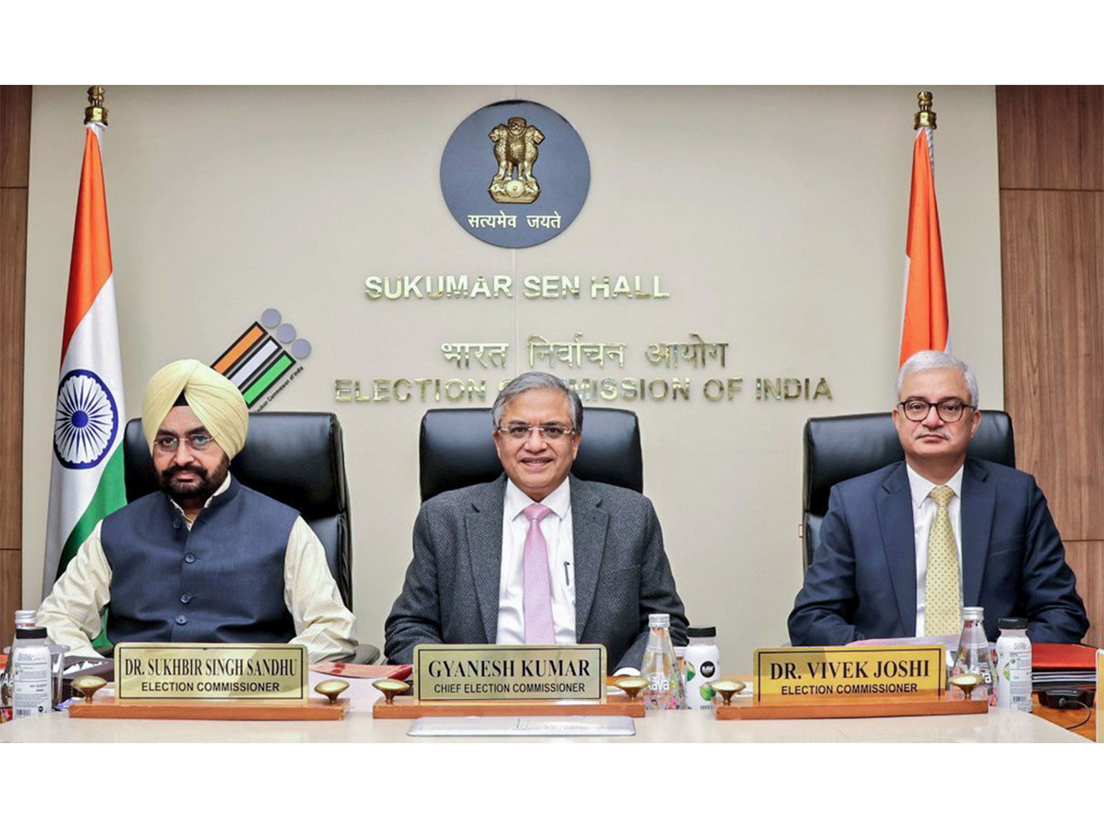 Chief Election Commissioner Gyanesh Kumar, Election commissioners Sukhbir Singh Sandhu and Vivek Joshi (File Photo/ANI)