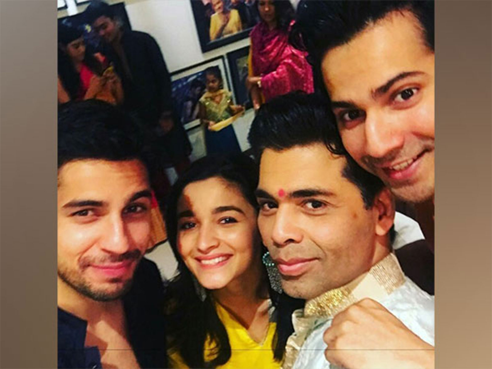 Karan Johar with Alia, Varun and Sidharth (Image source: Instagram)