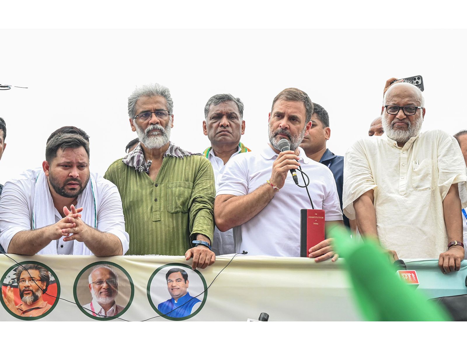 Mahagathbandhan leaders during Voter Adhikar Yatra (File Photo/ANI) Mahagathbandhan leaders during Voter Adhikar Yatra (File Photo/ANI)