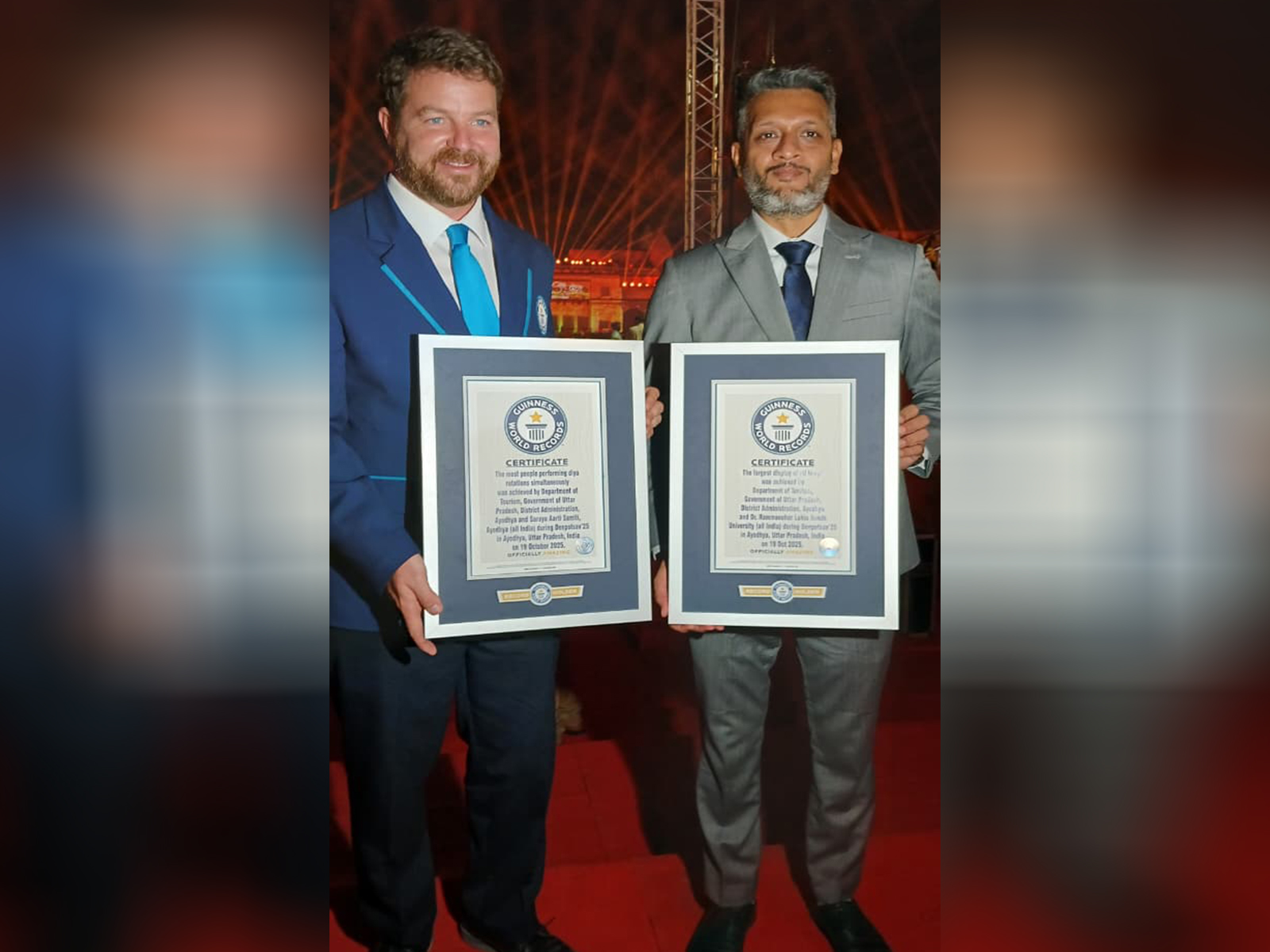 Ayodhya acquires two Guinness world records certificates in 2025 (Photo/ANI)