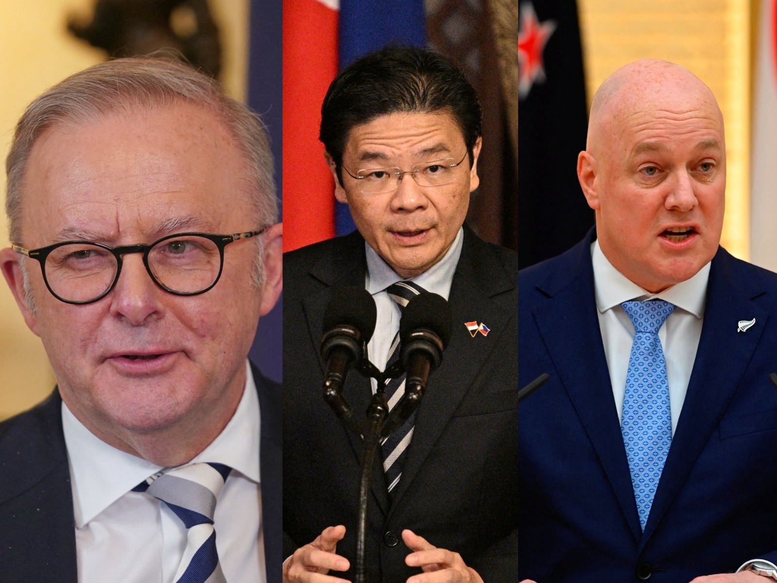 Australian Prime Minister Anthony Albanese(left),Singapore Prime Minister Lawrence Wong (Center), New Zealand Prime Minister Christopher Luxon (right) (Photo/Reuters)