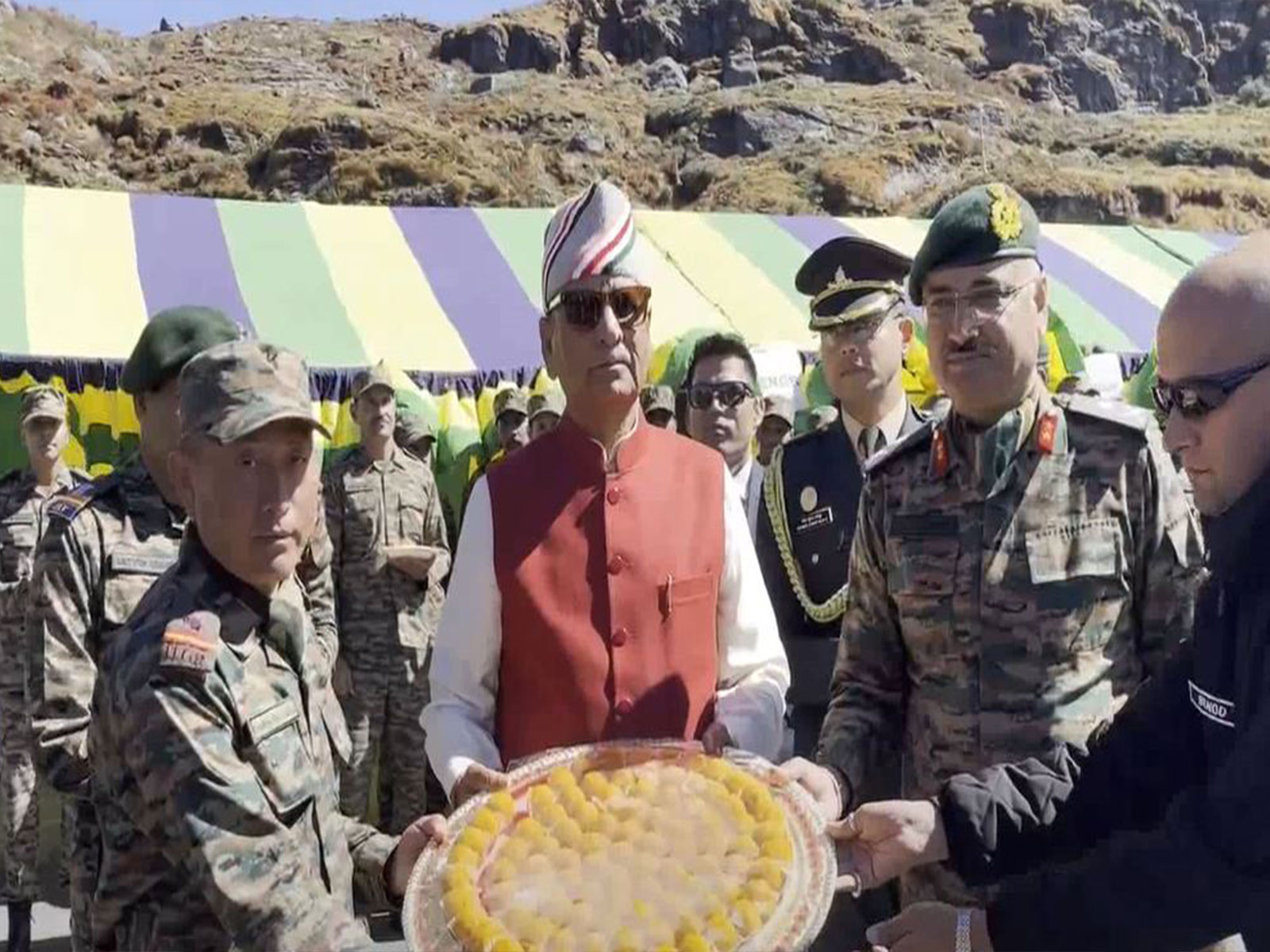 Sikkim Governor celebrates Diwali with Indian Army at India China border (Photo/ANI)