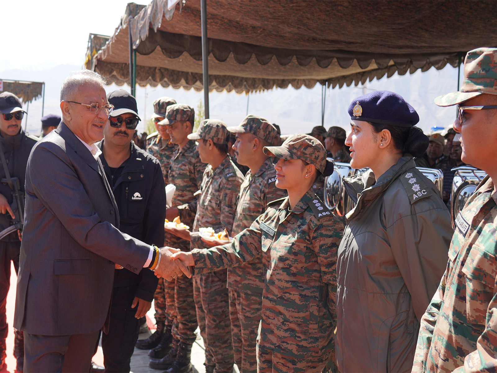 Ladakh Lt Governor Kavinder Gupta celebrated Diwali with Army personnel at Rinchen Auditorium, Leh. (Photo/@lg_ladakh)