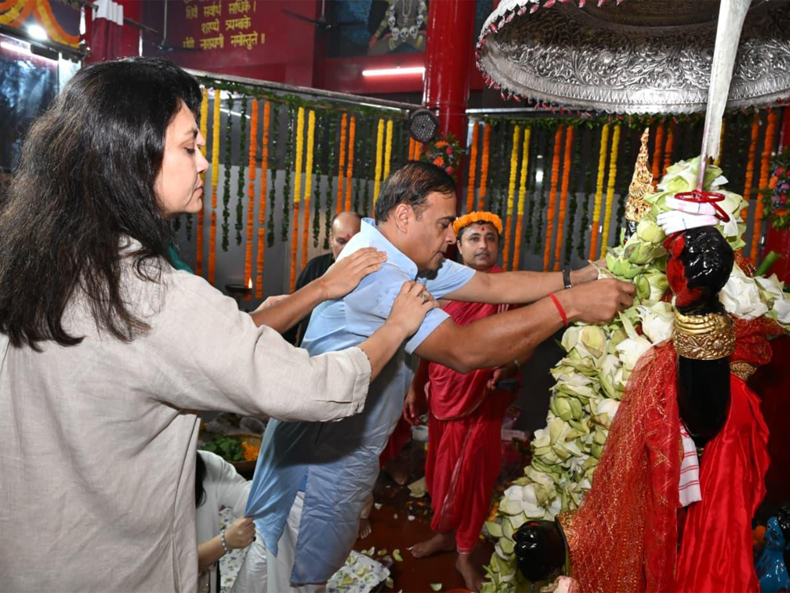 Assam CM Himanta Biswa Sarma offers prayers at Bhootnath Mandir in Guwahati. (Photo/X@himantabiswa)