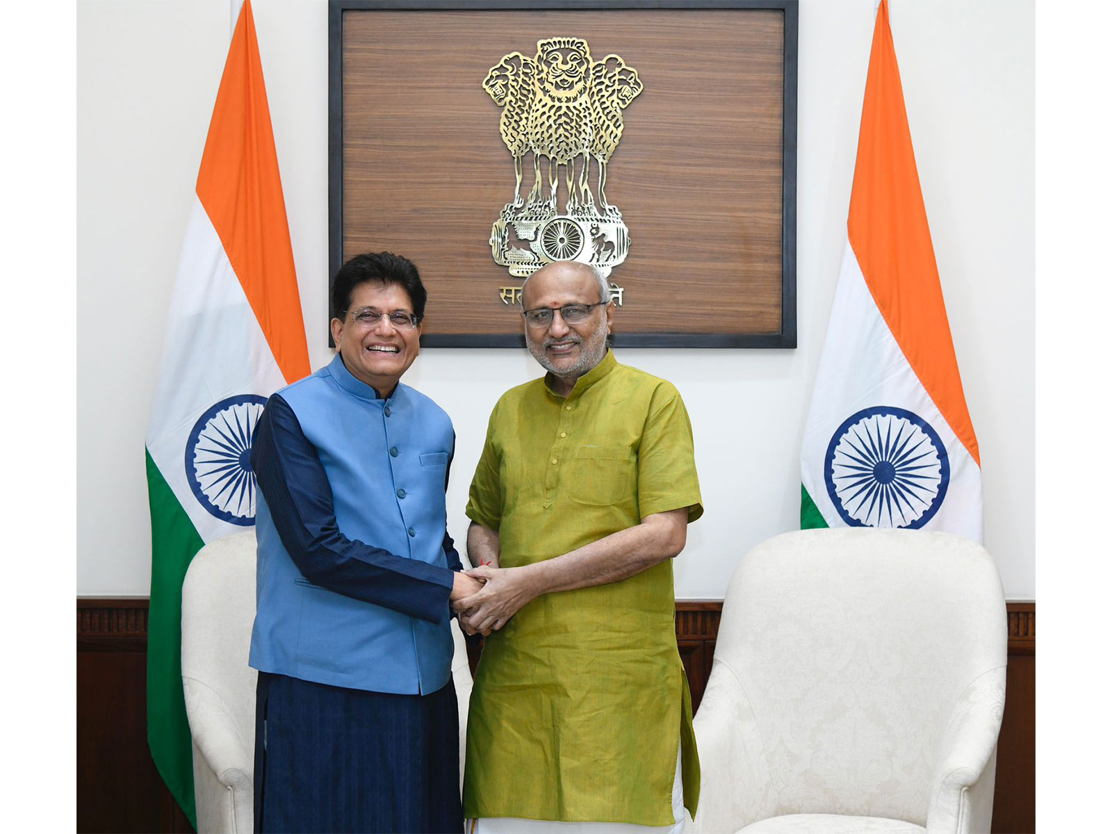 Union Commerce Minister Piyush Goyal meets Vice President CP Radhakrishnan (Photo: @VPIndia/X)