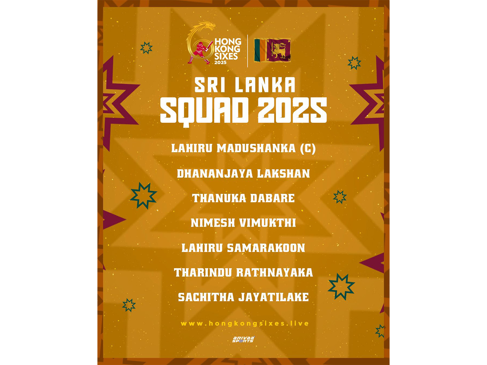 Sri Laka squad for upcoming tournament (Photo: Hong Kong Sixes)
