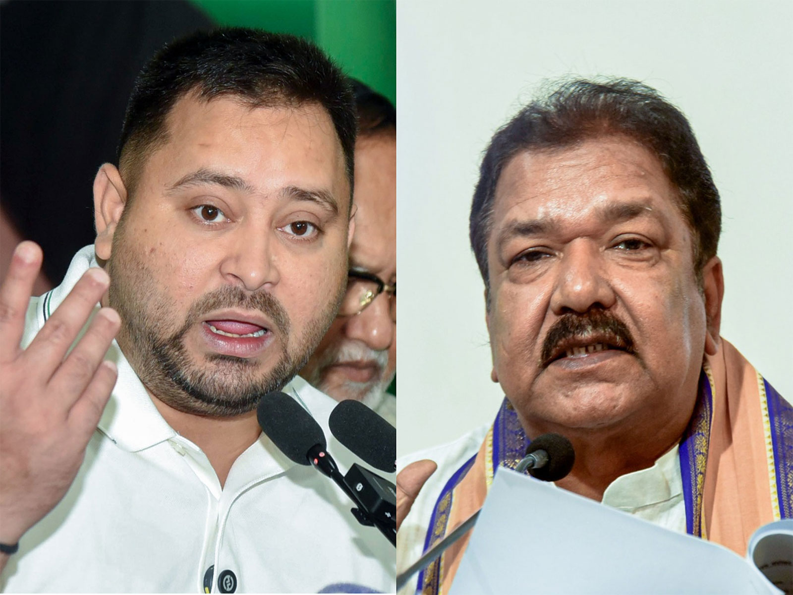 RJD leader Tejashwi Yadav and Bihar BJP chief Dilip Jaiswal (Photo/ANI)