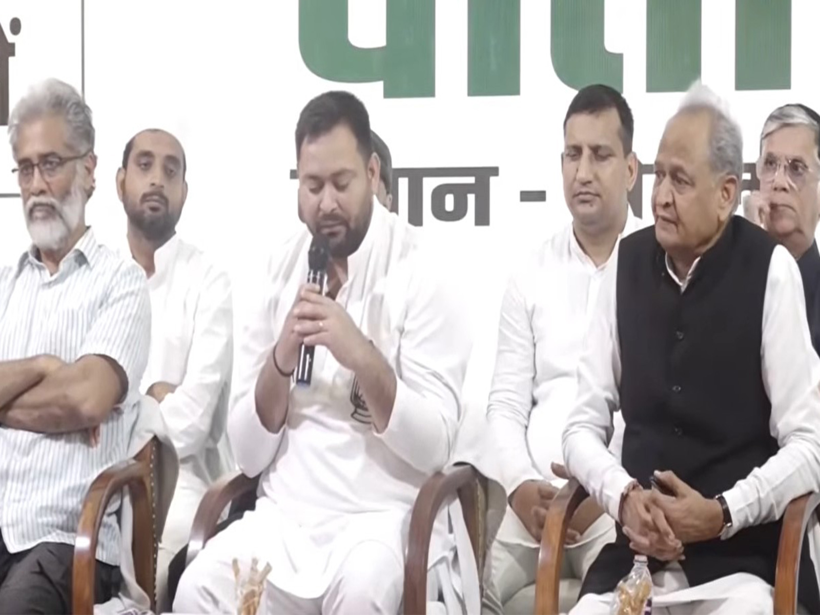 INDIA bloc leader at a press conference in Patna (Photo/ANI)