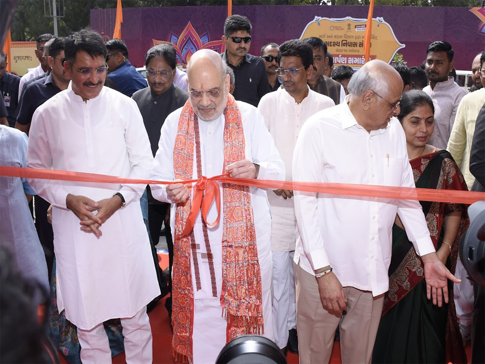 Amit Shah inaugurates newly constructed MLA residential complex in Gandhinagar. (Photo/GujaratCMO)
