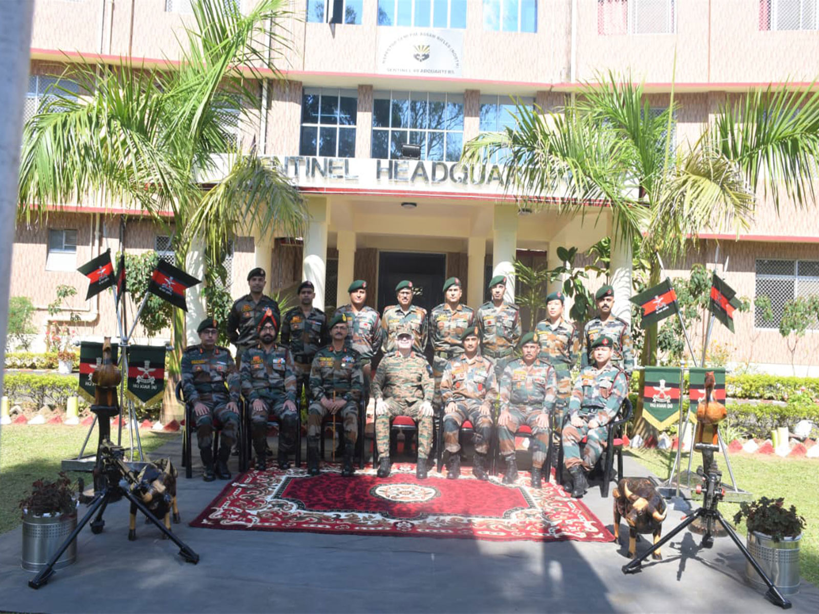 Lieutenant General Abhijit S Pendharkar, GOC, Spear Corps, at Sector Headquarters, Assam Rifles at Lekhapani (Photo/ANI)