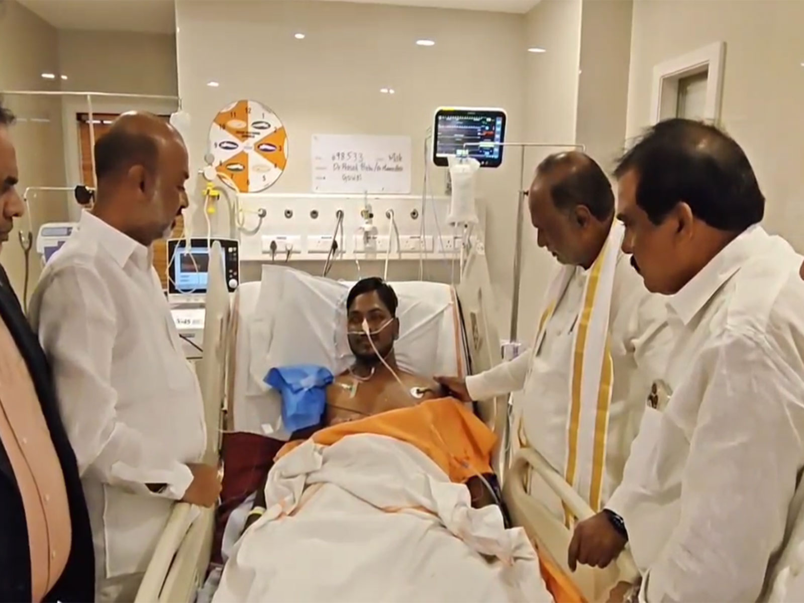 Union Minister Bandi Sanjay Kumar Meets Gau Rakshak Injured in Medchal-Malkajgiri Shooting (Photo/ANI)