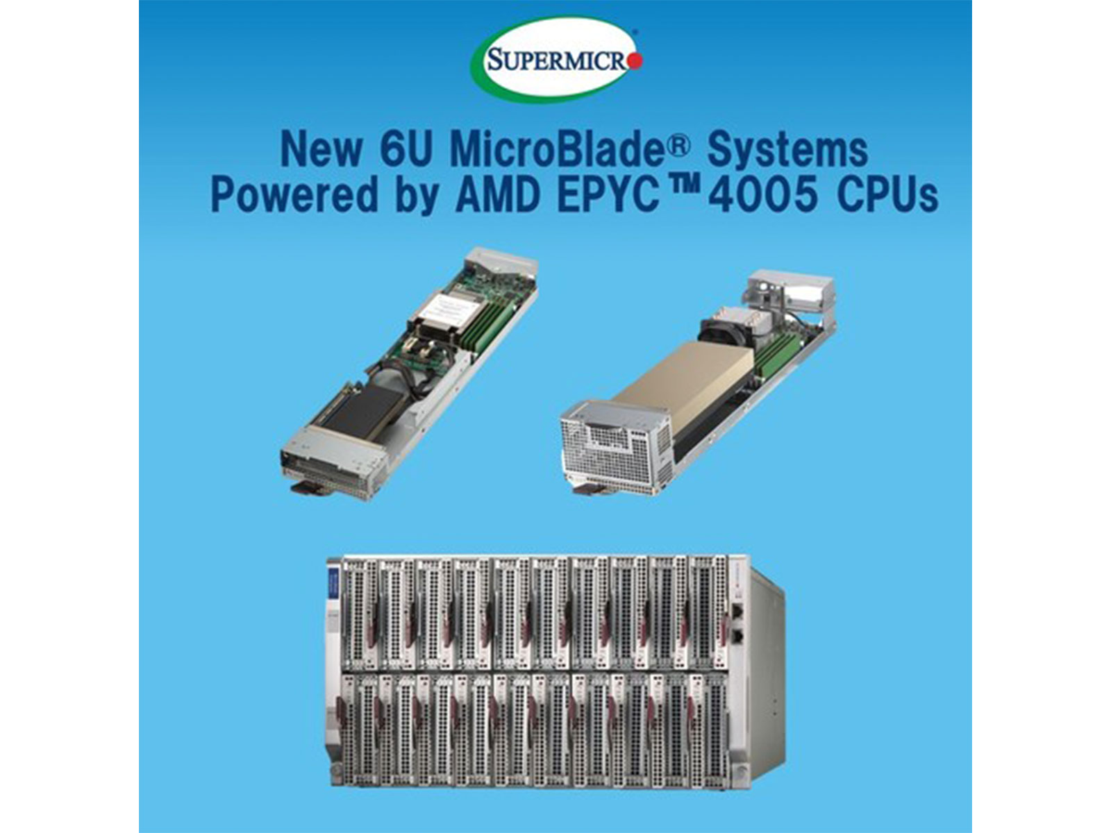 Supermicro Expands Its Portfolio of Cloud Service Provider Solutions with New 6U 20-Node MicroBlade® Powered by AMD's EPYC™ 4005 Series Processors