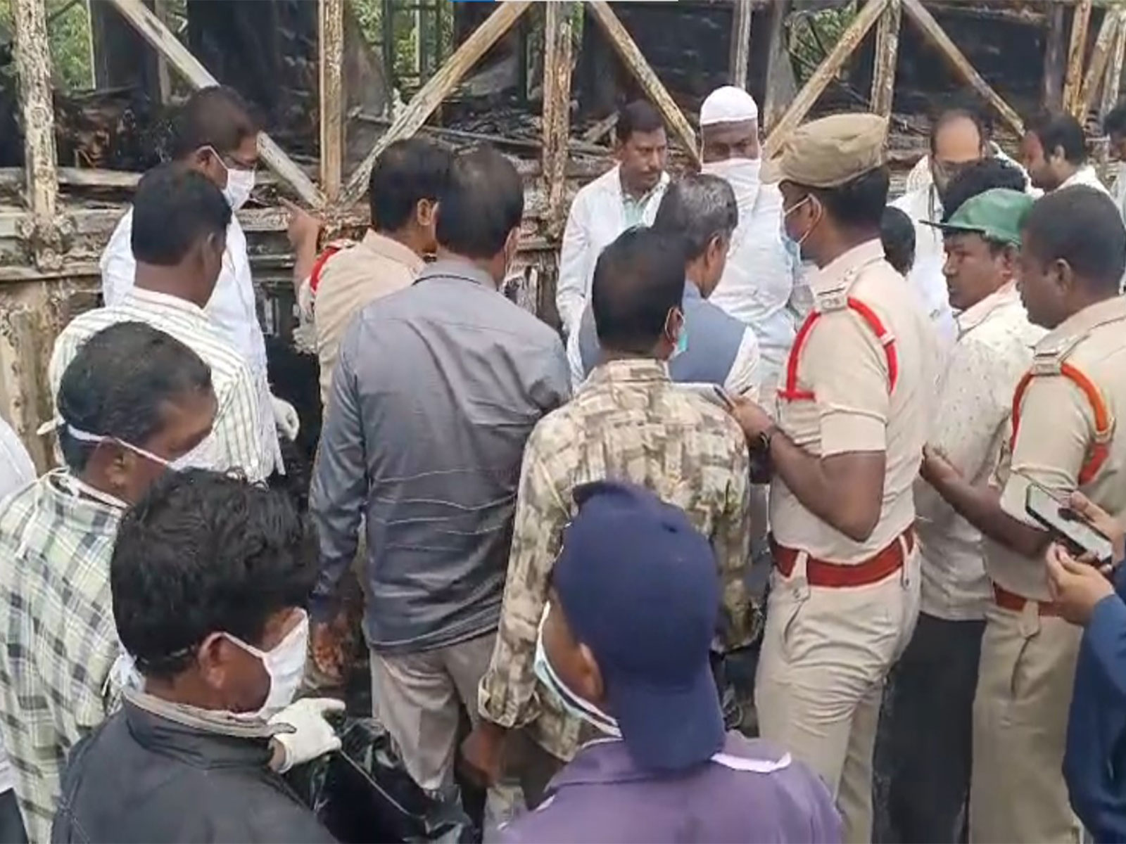 Visuals from the accident spot in Andhra's Kurnool (Photo/ANI)